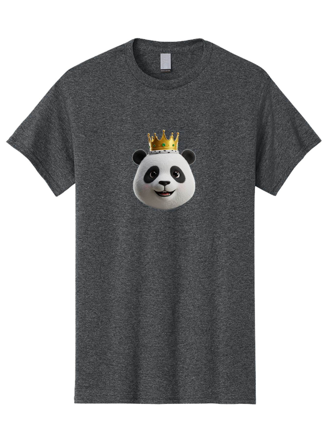 Po Men'S Graphic Tee, 100% Cotton, Comfortable Casual Summer Wear, Machine Washable, Kung Fu Panda, Po'S Face, Cartoon Panda, Crown Icon, Royal Treatment, Animated Character, Adorable Expression, Funny Face, King Of Pandas, Bae637
