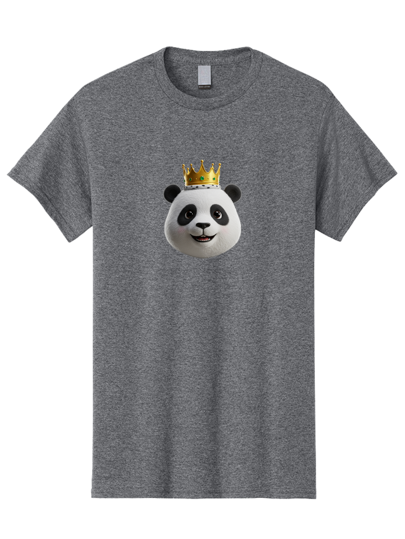 Po Men'S Graphic Tee, 100% Cotton, Comfortable Casual Summer Wear, Machine Washable, Kung Fu Panda, Po'S Face, Cartoon Panda, Crown Icon, Royal Treatment, Animated Character, Adorable Expression, Funny Face, King Of Pandas, Bae637