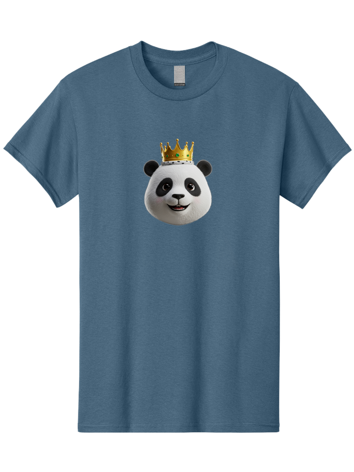 Po Men'S Graphic Tee, 100% Cotton, Comfortable Casual Summer Wear, Machine Washable, Kung Fu Panda, Po'S Face, Cartoon Panda, Crown Icon, Royal Treatment, Animated Character, Adorable Expression, Funny Face, King Of Pandas, Bae637