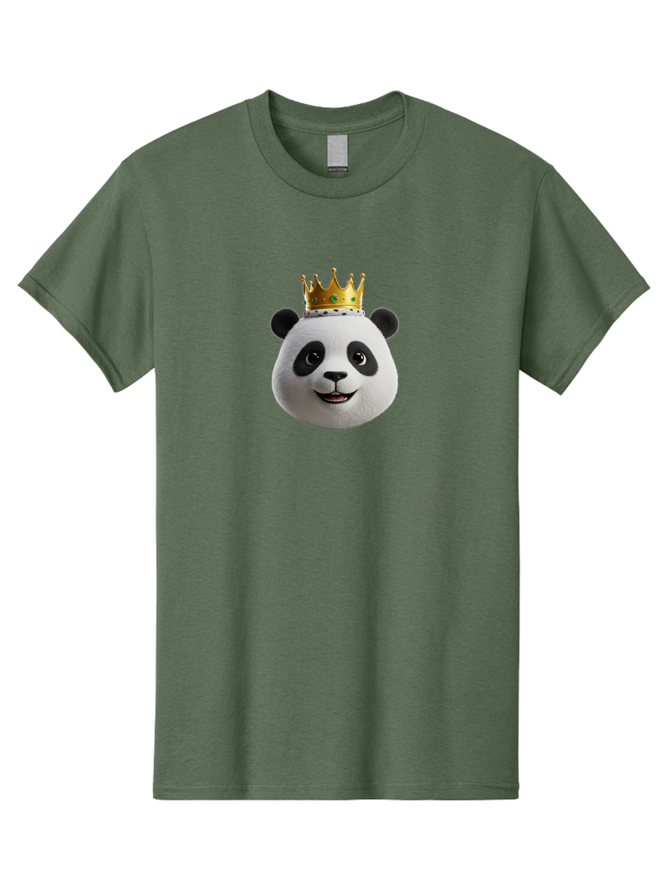 Po Men'S Graphic Tee, 100% Cotton, Comfortable Casual Summer Wear, Machine Washable, Kung Fu Panda, Po'S Face, Cartoon Panda, Crown Icon, Royal Treatment, Animated Character, Adorable Expression, Funny Face, King Of Pandas, Bae637