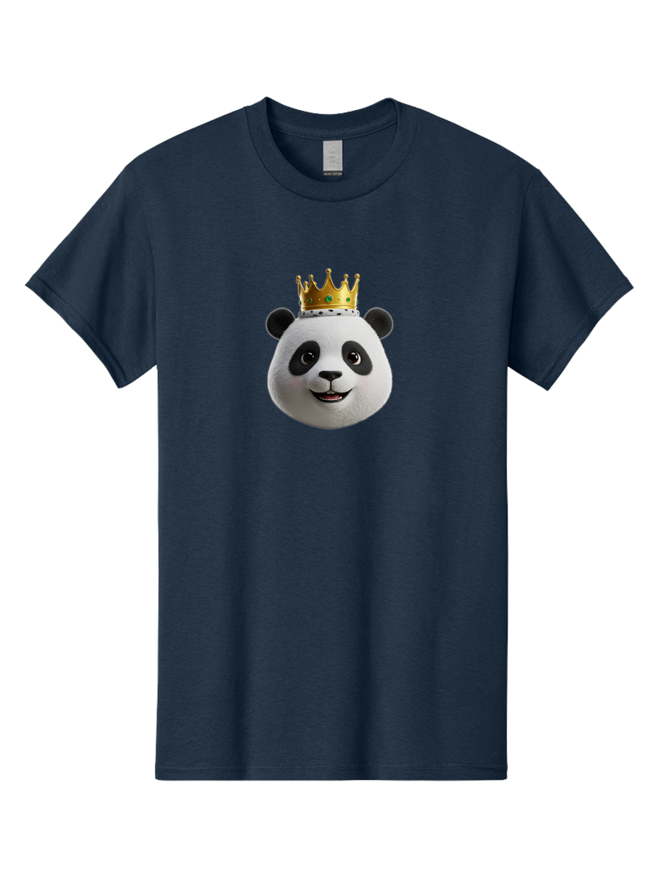 Po Men'S Graphic Tee, 100% Cotton, Comfortable Casual Summer Wear, Machine Washable, Kung Fu Panda, Po'S Face, Cartoon Panda, Crown Icon, Royal Treatment, Animated Character, Adorable Expression, Funny Face, King Of Pandas, Bae637