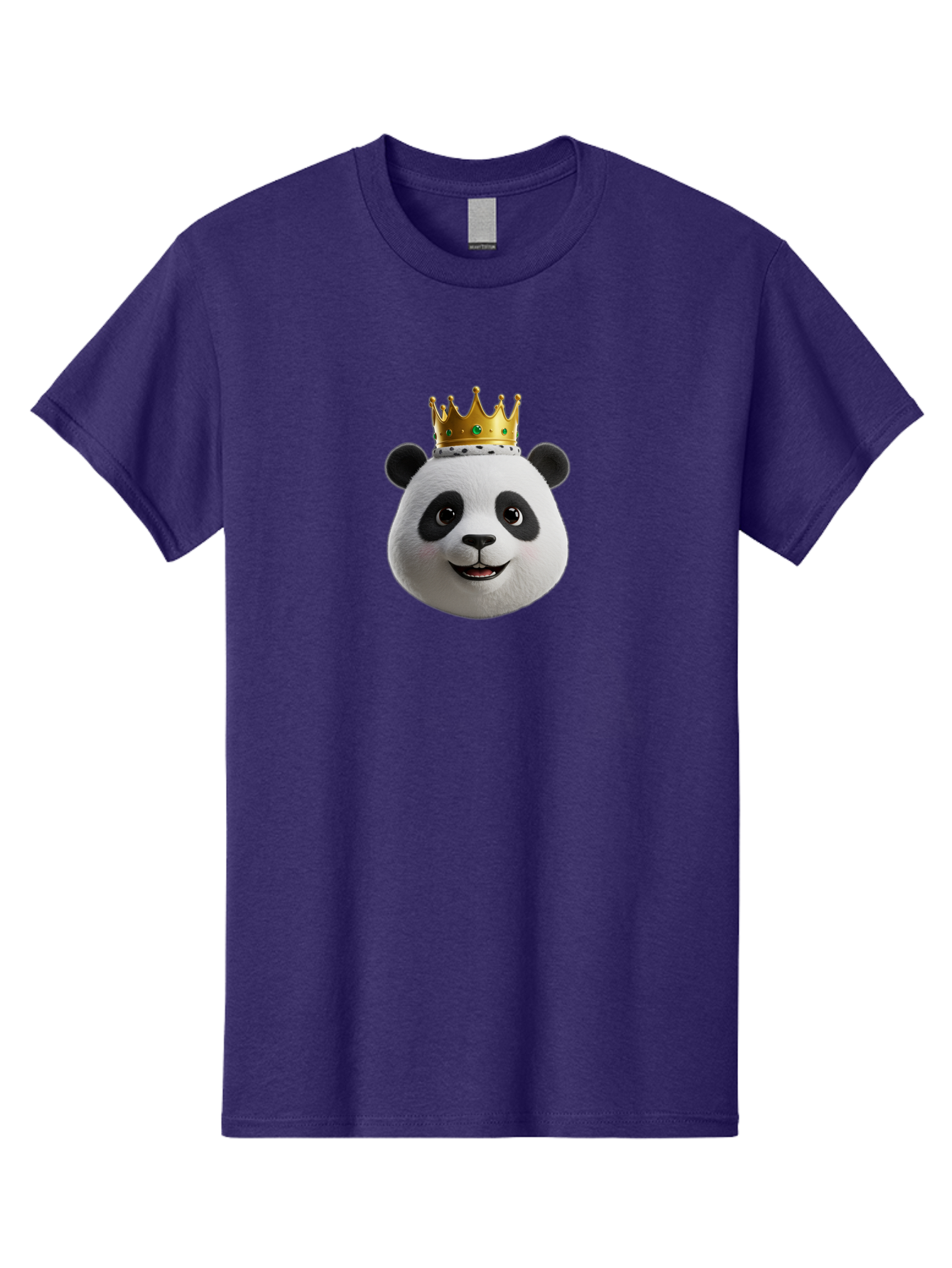 Po Men'S Graphic Tee, 100% Cotton, Comfortable Casual Summer Wear, Machine Washable, Kung Fu Panda, Po'S Face, Cartoon Panda, Crown Icon, Royal Treatment, Animated Character, Adorable Expression, Funny Face, King Of Pandas, Bae637