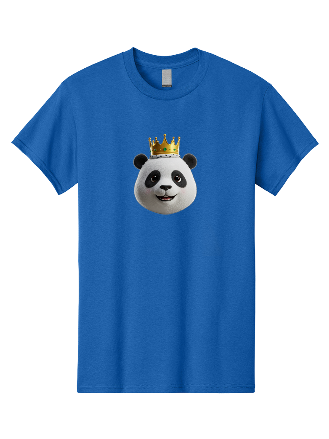 Po Men'S Graphic Tee, 100% Cotton, Comfortable Casual Summer Wear, Machine Washable, Kung Fu Panda, Po'S Face, Cartoon Panda, Crown Icon, Royal Treatment, Animated Character, Adorable Expression, Funny Face, King Of Pandas, Bae637