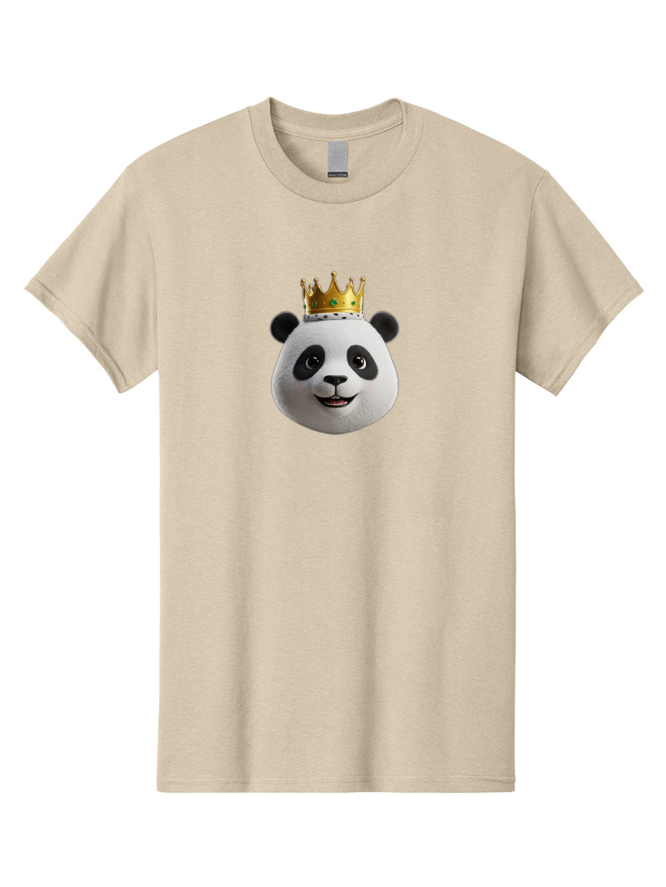 Po Men'S Graphic Tee, 100% Cotton, Comfortable Casual Summer Wear, Machine Washable, Kung Fu Panda, Po'S Face, Cartoon Panda, Crown Icon, Royal Treatment, Animated Character, Adorable Expression, Funny Face, King Of Pandas, Bae637