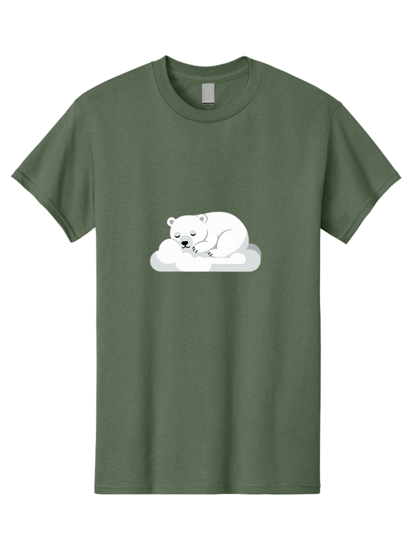 Polar-Bear-2 Men'S Graphic Tee, 100% Cotton, Comfortable Casual Summer Wear, Machine Washable, Sleeping Polar Bear, Cute Animal, Cartoon Character, Peaceful Slumber, Serene Atmosphere, Dreamy Clouds, Adorable Illustration, Calm And Relaxing Bae639