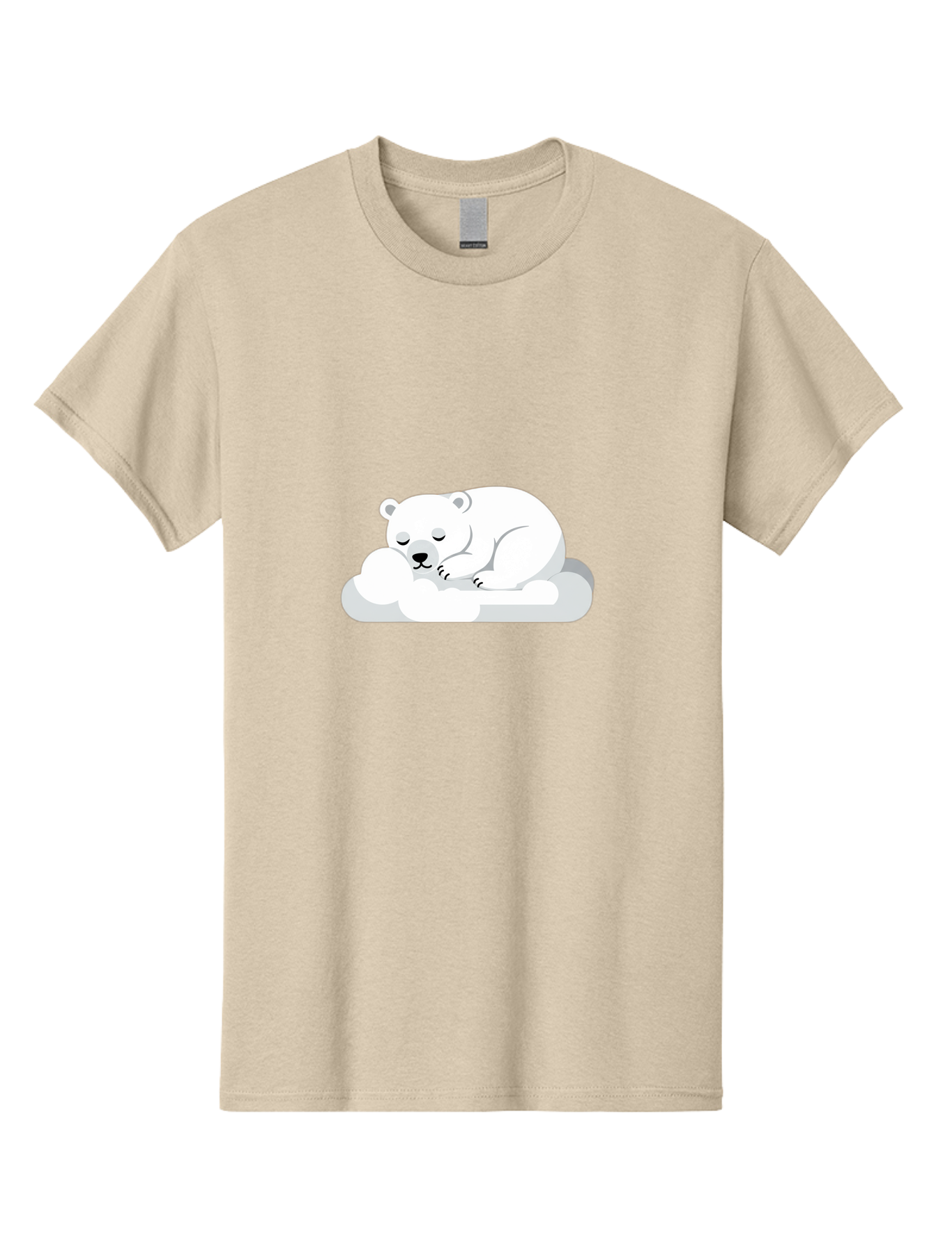 Polar-Bear-2 Men'S Graphic Tee, 100% Cotton, Comfortable Casual Summer Wear, Machine Washable, Sleeping Polar Bear, Cute Animal, Cartoon Character, Peaceful Slumber, Serene Atmosphere, Dreamy Clouds, Adorable Illustration, Calm And Relaxing Bae639