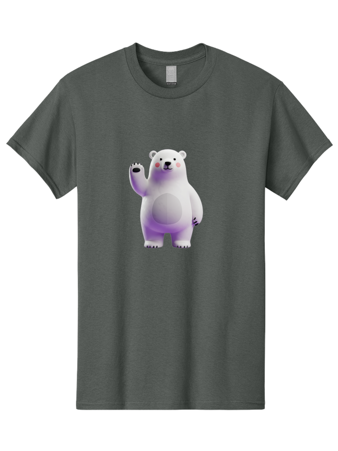 Polar-Bear-3 Men'S Graphic Tee, 100% Cotton, Comfortable Casual Summer Wear, Machine Washable, White Polar Bear, Cute Bear, Cartoon Character, Waving Paw, Friendly Animal, Lovable Creature, Adorable Bear, Digital Illustration, Kawaii Art Bae640