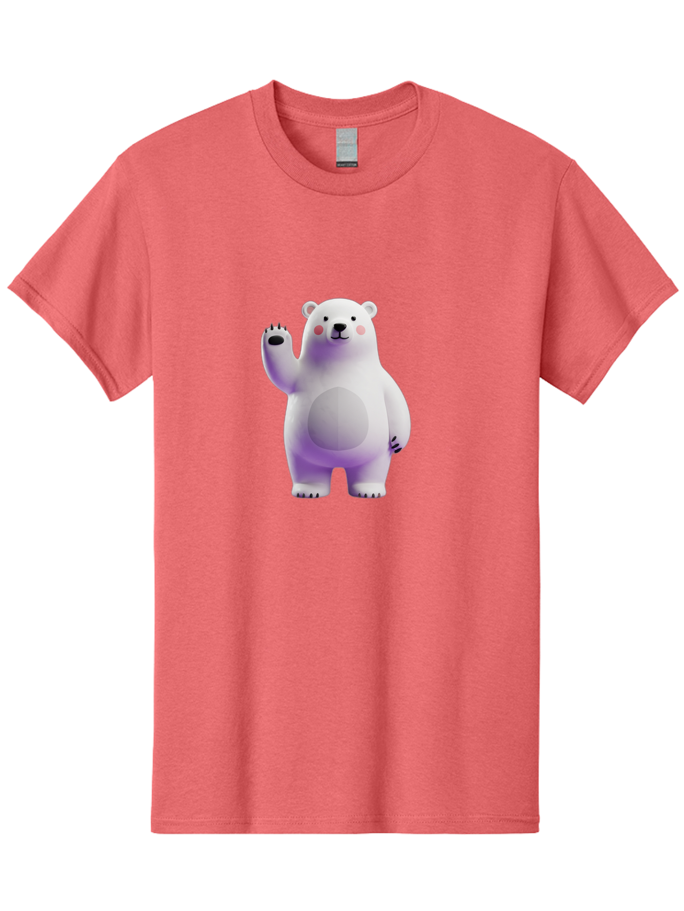 Polar-Bear-3 Men'S Graphic Tee, 100% Cotton, Comfortable Casual Summer Wear, Machine Washable, White Polar Bear, Cute Bear, Cartoon Character, Waving Paw, Friendly Animal, Lovable Creature, Adorable Bear, Digital Illustration, Kawaii Art Bae640