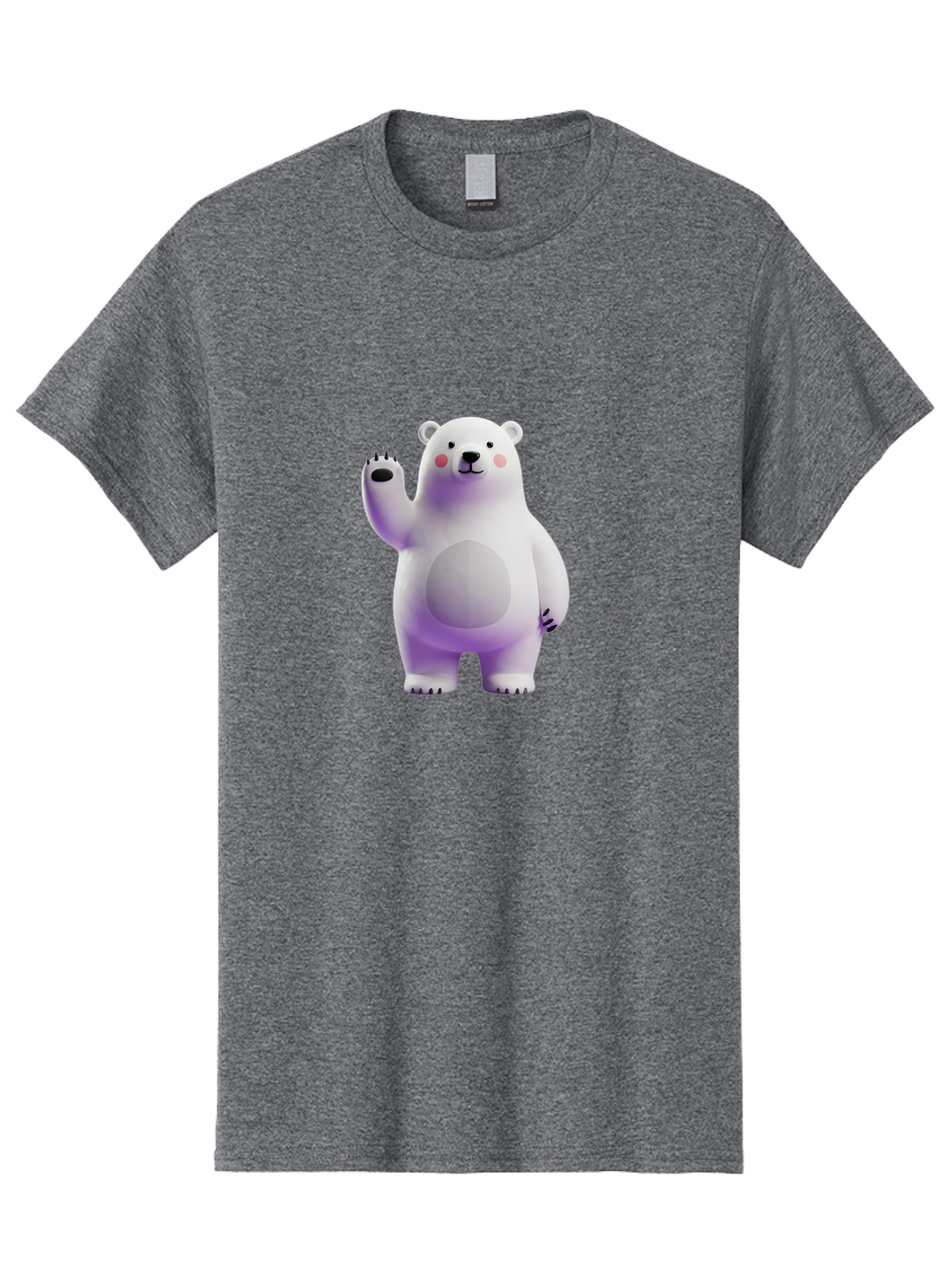 Polar-Bear-3 Men'S Graphic Tee, 100% Cotton, Comfortable Casual Summer Wear, Machine Washable, White Polar Bear, Cute Bear, Cartoon Character, Waving Paw, Friendly Animal, Lovable Creature, Adorable Bear, Digital Illustration, Kawaii Art Bae640