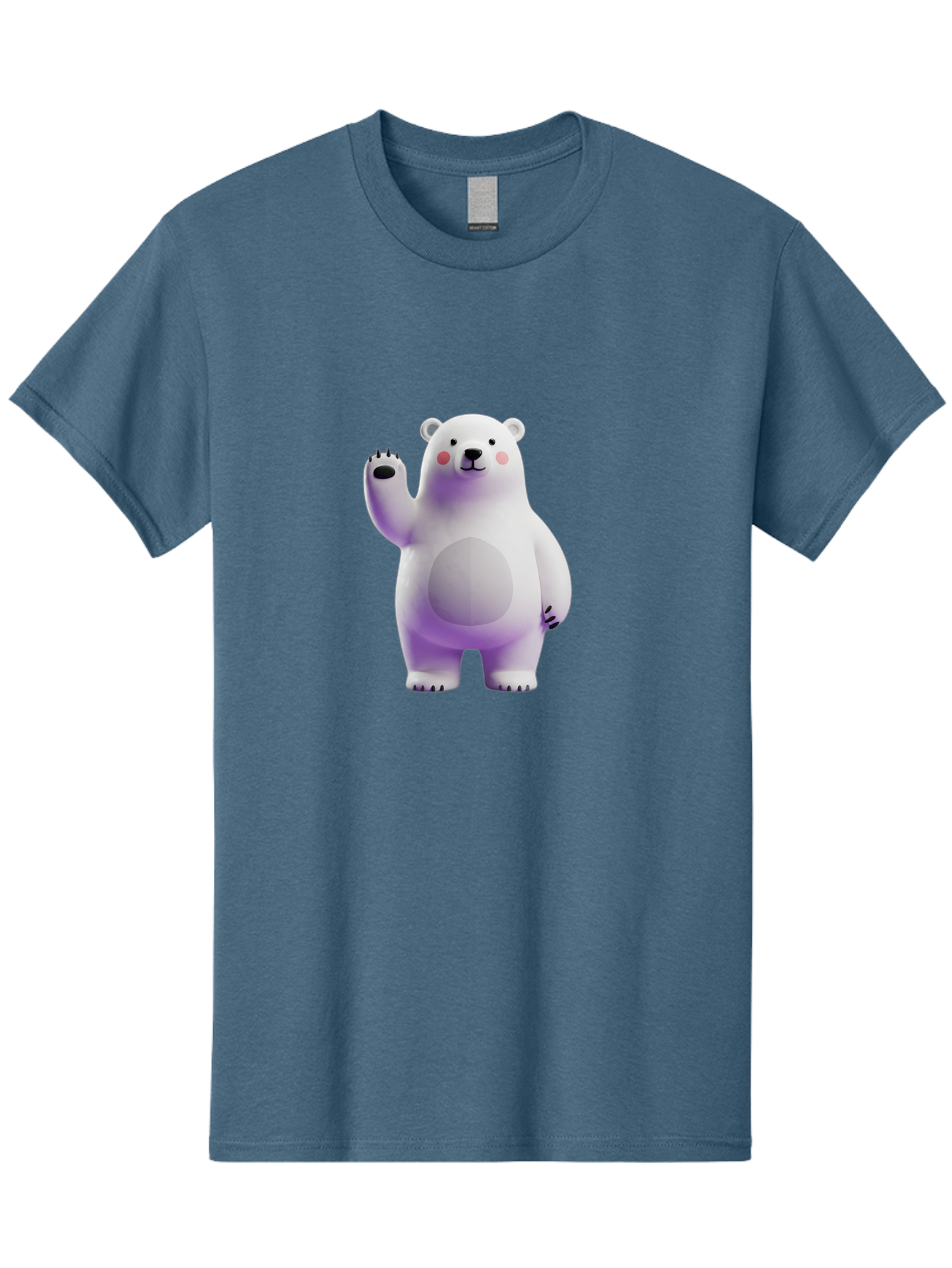 Polar-Bear-3 Men'S Graphic Tee, 100% Cotton, Comfortable Casual Summer Wear, Machine Washable, White Polar Bear, Cute Bear, Cartoon Character, Waving Paw, Friendly Animal, Lovable Creature, Adorable Bear, Digital Illustration, Kawaii Art Bae640