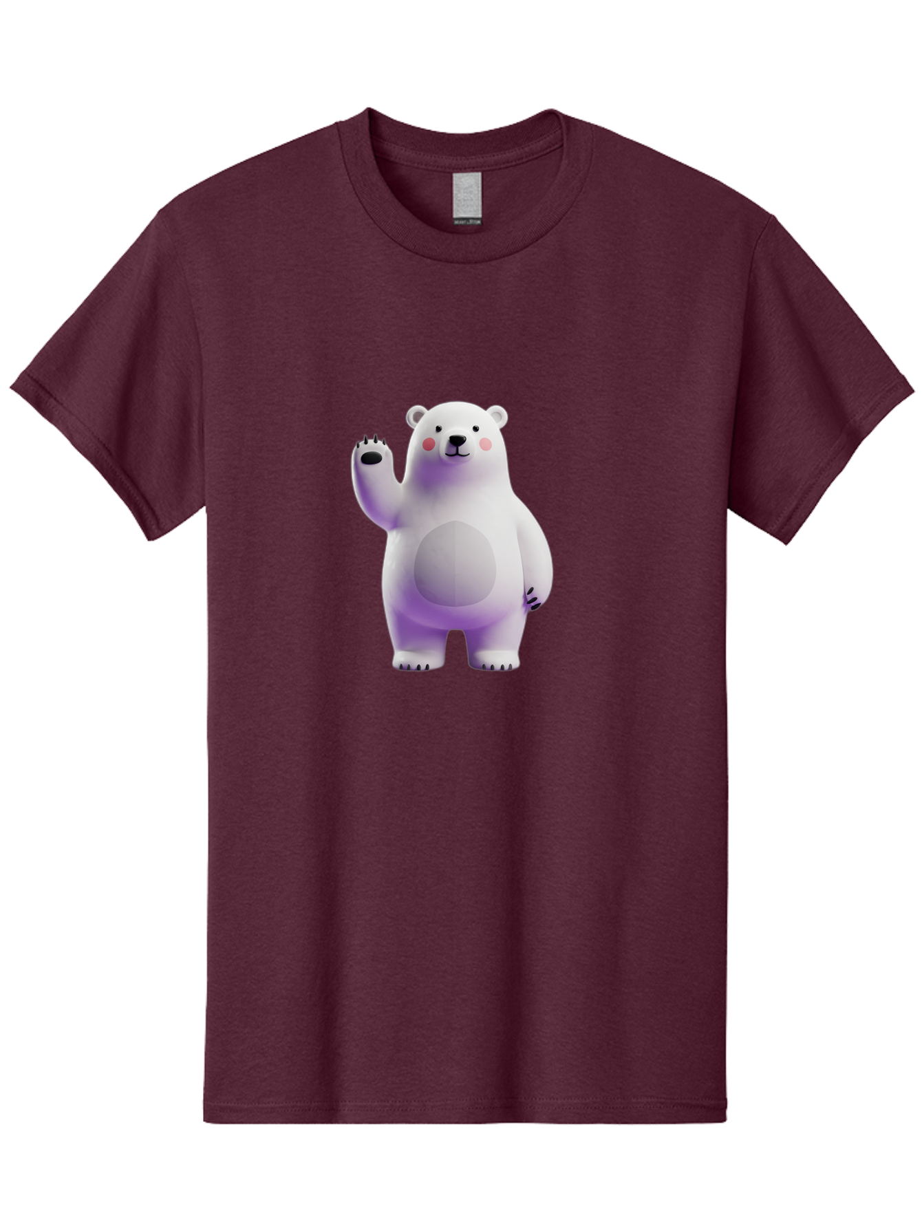 Polar-Bear-3 Men'S Graphic Tee, 100% Cotton, Comfortable Casual Summer Wear, Machine Washable, White Polar Bear, Cute Bear, Cartoon Character, Waving Paw, Friendly Animal, Lovable Creature, Adorable Bear, Digital Illustration, Kawaii Art Bae640