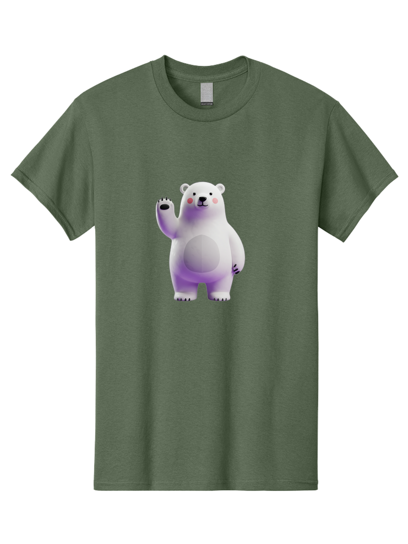 Polar-Bear-3 Men'S Graphic Tee, 100% Cotton, Comfortable Casual Summer Wear, Machine Washable, White Polar Bear, Cute Bear, Cartoon Character, Waving Paw, Friendly Animal, Lovable Creature, Adorable Bear, Digital Illustration, Kawaii Art Bae640