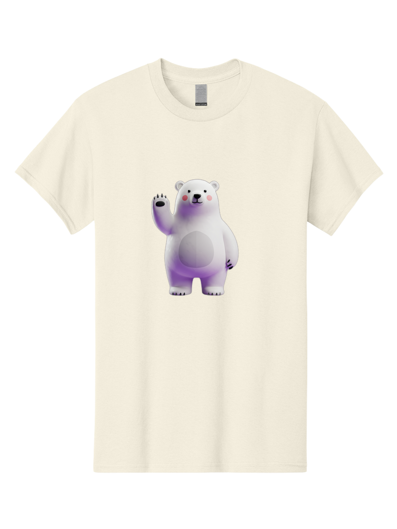 Polar-Bear-3 Men'S Graphic Tee, 100% Cotton, Comfortable Casual Summer Wear, Machine Washable, White Polar Bear, Cute Bear, Cartoon Character, Waving Paw, Friendly Animal, Lovable Creature, Adorable Bear, Digital Illustration, Kawaii Art Bae640