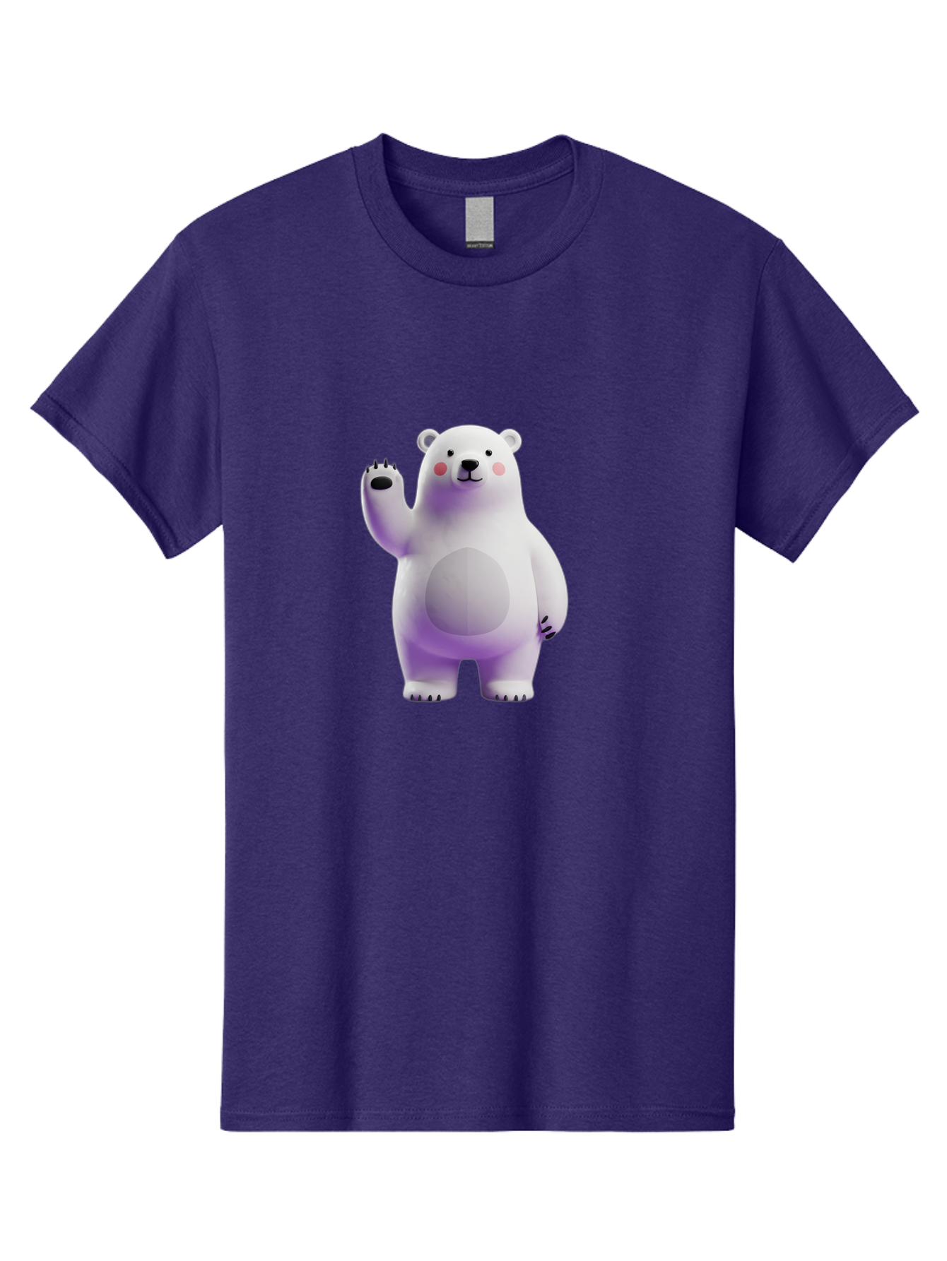 Polar-Bear-3 Men'S Graphic Tee, 100% Cotton, Comfortable Casual Summer Wear, Machine Washable, White Polar Bear, Cute Bear, Cartoon Character, Waving Paw, Friendly Animal, Lovable Creature, Adorable Bear, Digital Illustration, Kawaii Art Bae640