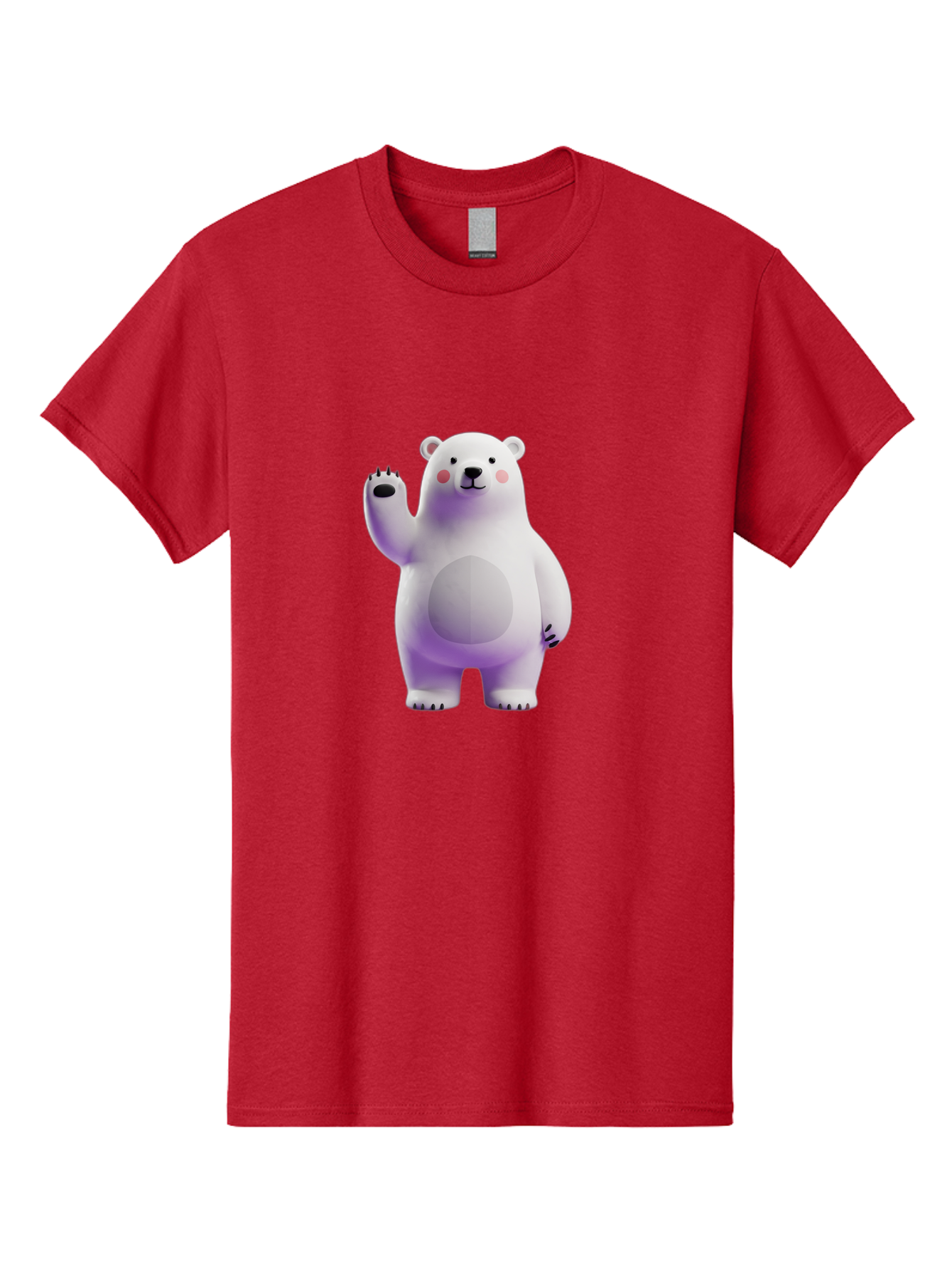 Polar-Bear-3 Men'S Graphic Tee, 100% Cotton, Comfortable Casual Summer Wear, Machine Washable, White Polar Bear, Cute Bear, Cartoon Character, Waving Paw, Friendly Animal, Lovable Creature, Adorable Bear, Digital Illustration, Kawaii Art Bae640