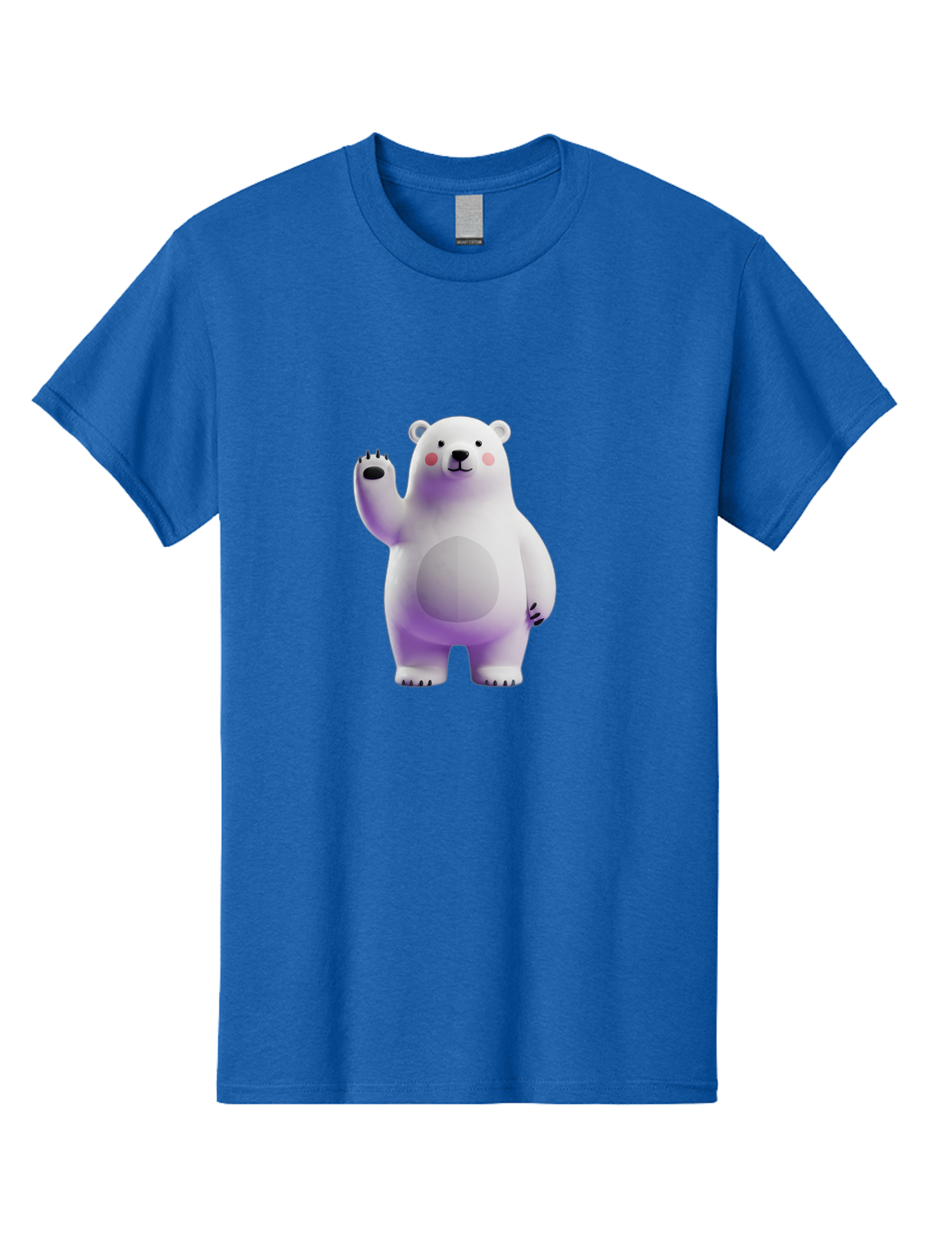 Polar-Bear-3 Men'S Graphic Tee, 100% Cotton, Comfortable Casual Summer Wear, Machine Washable, White Polar Bear, Cute Bear, Cartoon Character, Waving Paw, Friendly Animal, Lovable Creature, Adorable Bear, Digital Illustration, Kawaii Art Bae640