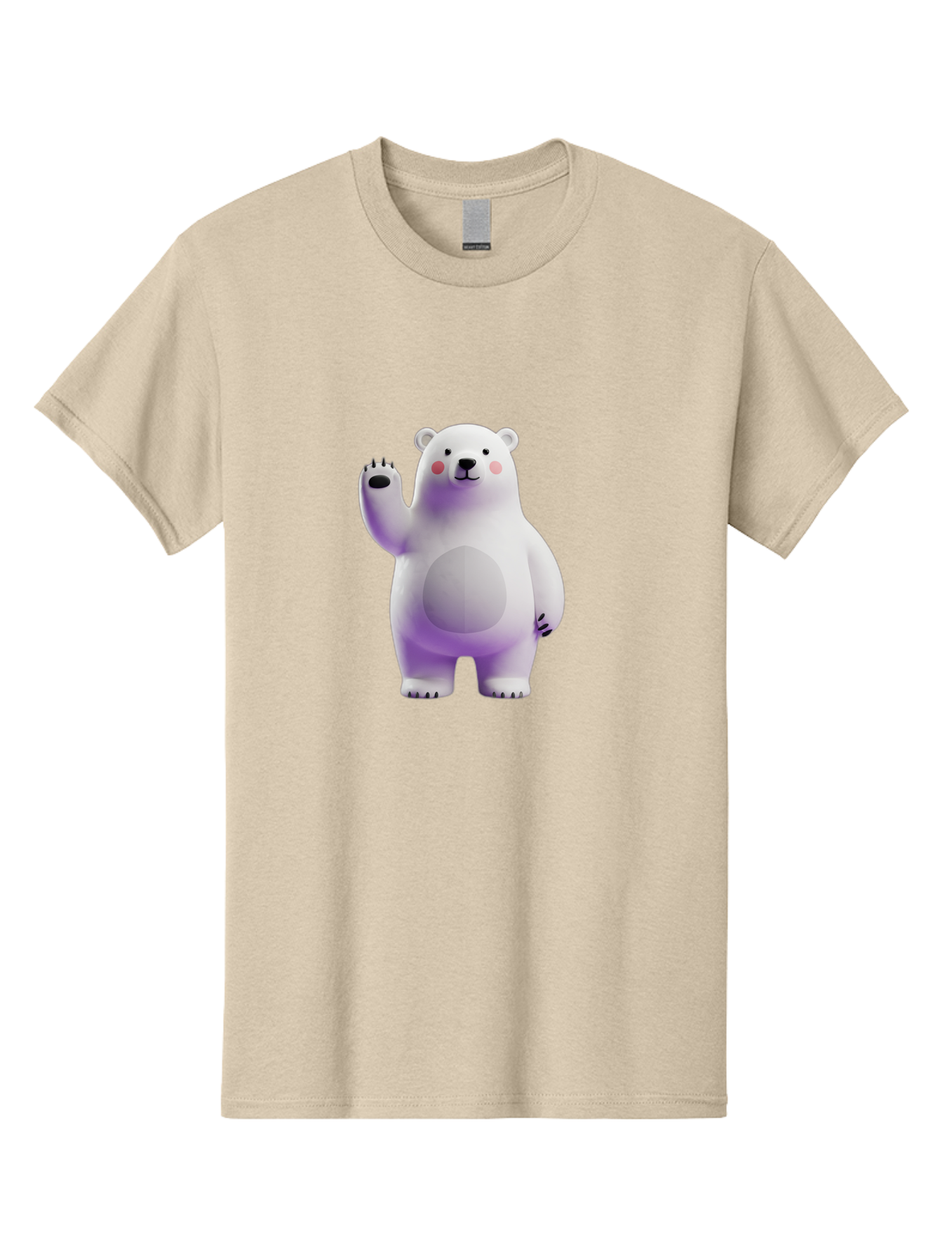 Polar-Bear-3 Men'S Graphic Tee, 100% Cotton, Comfortable Casual Summer Wear, Machine Washable, White Polar Bear, Cute Bear, Cartoon Character, Waving Paw, Friendly Animal, Lovable Creature, Adorable Bear, Digital Illustration, Kawaii Art Bae640