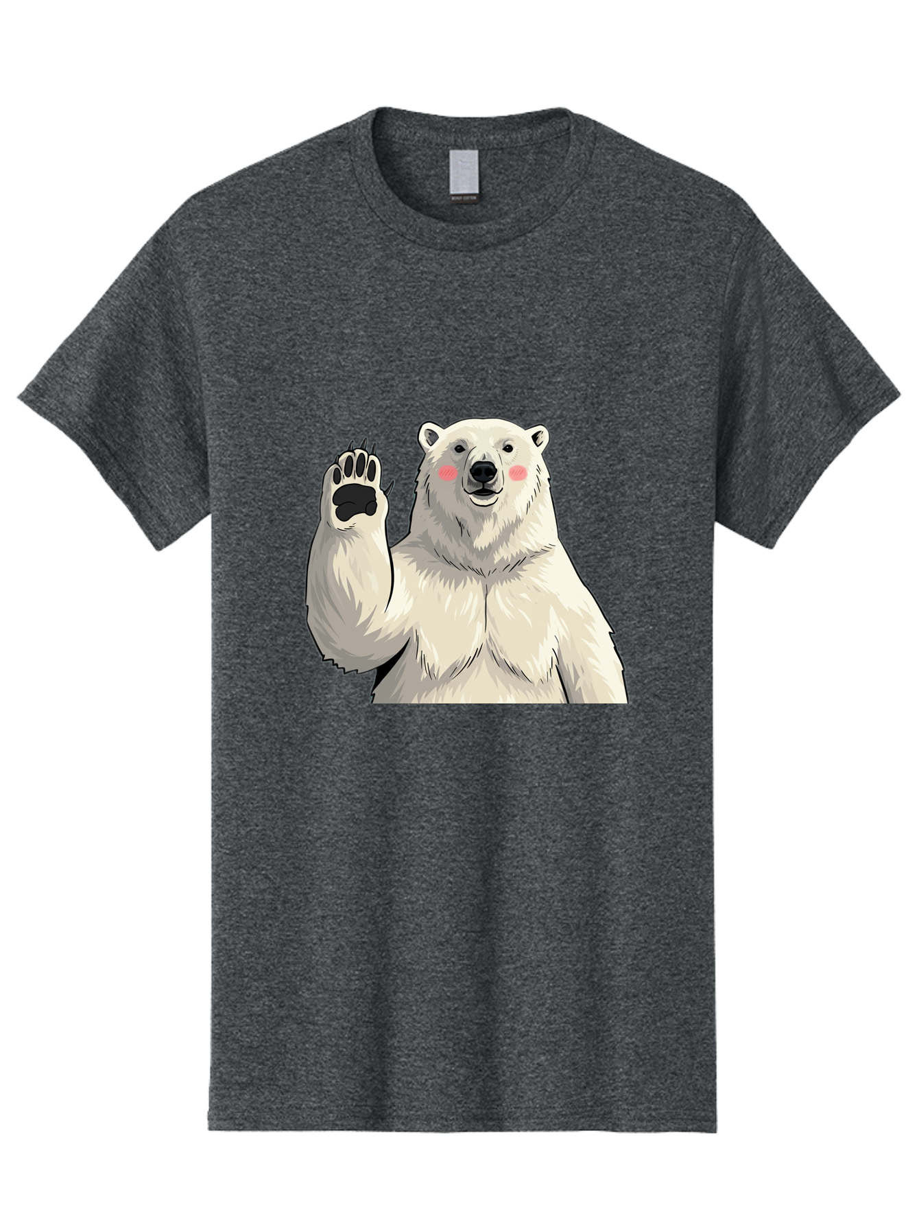 Polar-Bear-4 Men'S Graphic Tee, 100% Cotton, Comfortable Casual Summer Wear, Machine Washable, Cute Polar Bear, Waving Paw, Friendly Gesture, Adorable Cartoon, Pink Blush Cheeks, White Fur, Black Nose, Cartoon Character, Kawaii Design Bae641