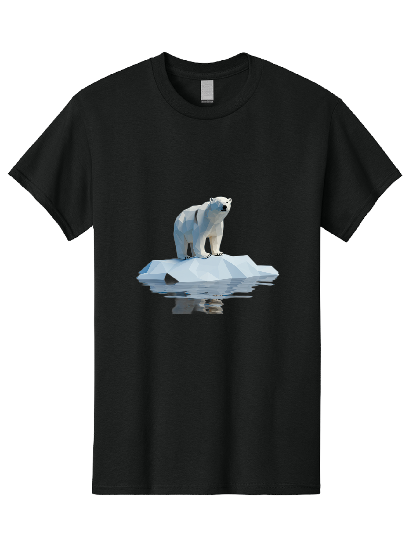 Polar-Bear-5 Men'S Graphic Tee, 100% Cotton, Comfortable Casual Summer Wear, Machine Washable, Low Poly Polar Bear, Iceberg In The Water, Arctic Wildlife, Digital Art, 3D Rendering, Cold Climate, Icy Landscape, Wild Animal Bae642