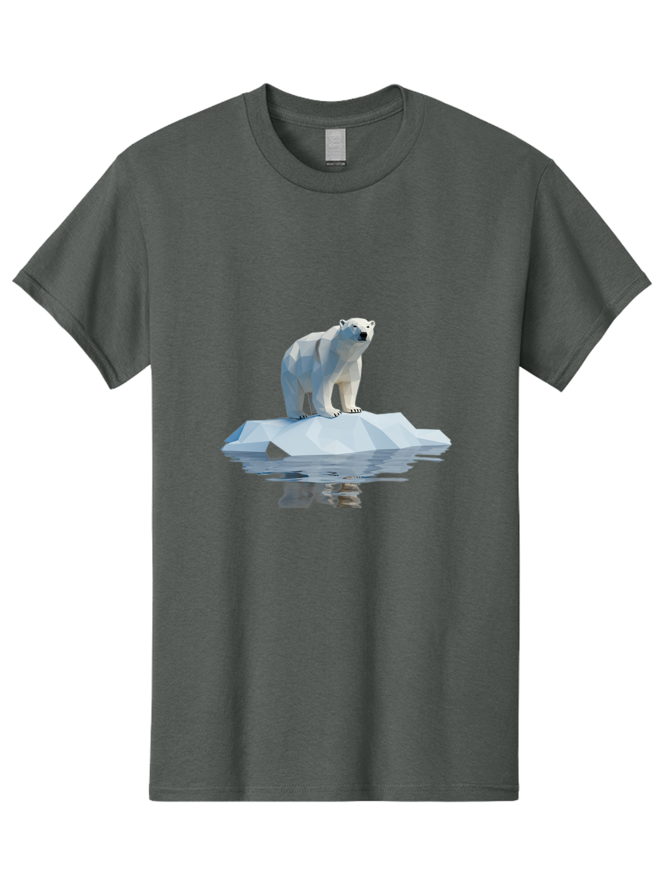 Polar-Bear-5 Men'S Graphic Tee, 100% Cotton, Comfortable Casual Summer Wear, Machine Washable, Low Poly Polar Bear, Iceberg In The Water, Arctic Wildlife, Digital Art, 3D Rendering, Cold Climate, Icy Landscape, Wild Animal Bae642