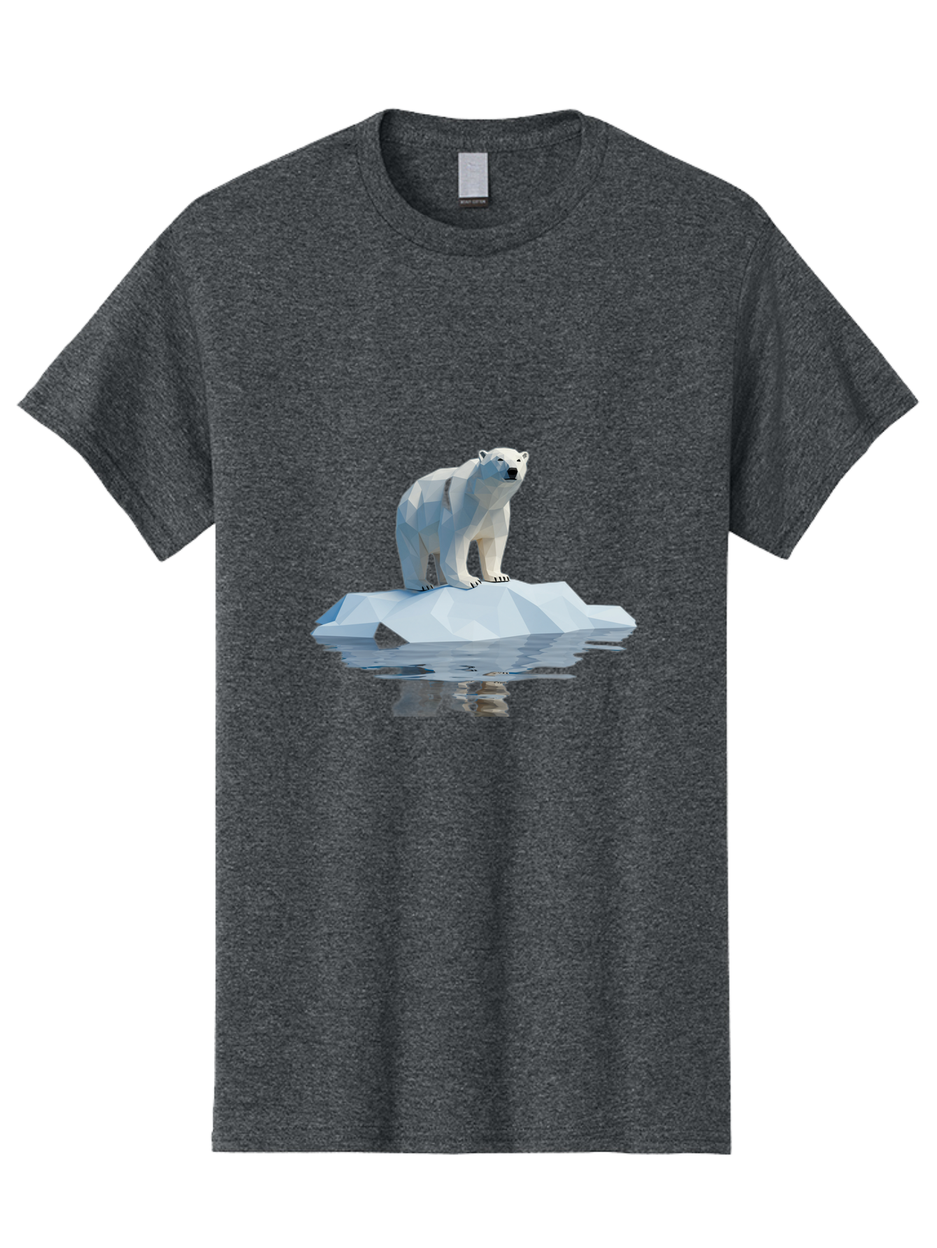 Polar-Bear-5 Men'S Graphic Tee, 100% Cotton, Comfortable Casual Summer Wear, Machine Washable, Low Poly Polar Bear, Iceberg In The Water, Arctic Wildlife, Digital Art, 3D Rendering, Cold Climate, Icy Landscape, Wild Animal Bae642