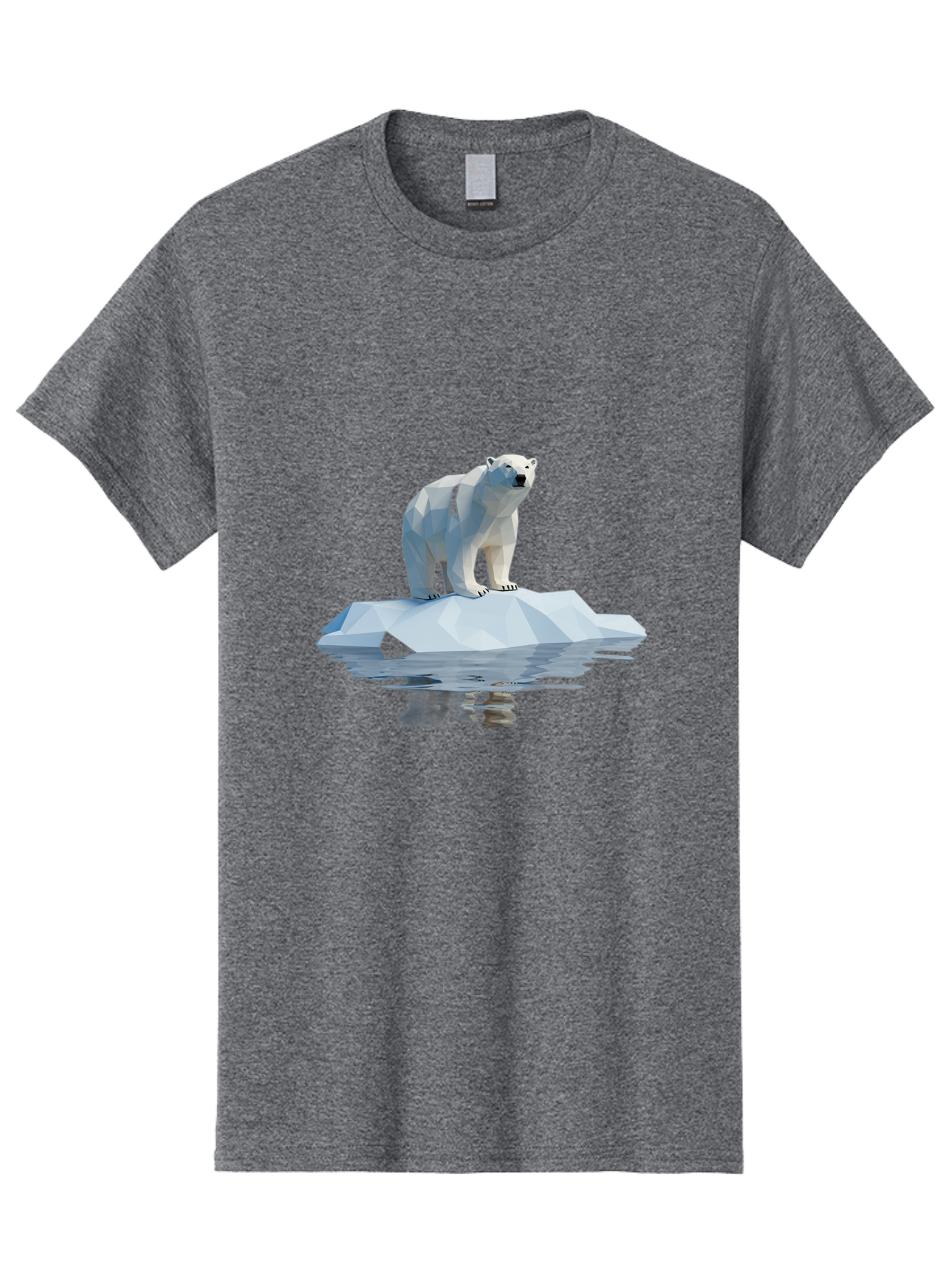 Polar-Bear-5 Men'S Graphic Tee, 100% Cotton, Comfortable Casual Summer Wear, Machine Washable, Low Poly Polar Bear, Iceberg In The Water, Arctic Wildlife, Digital Art, 3D Rendering, Cold Climate, Icy Landscape, Wild Animal Bae642