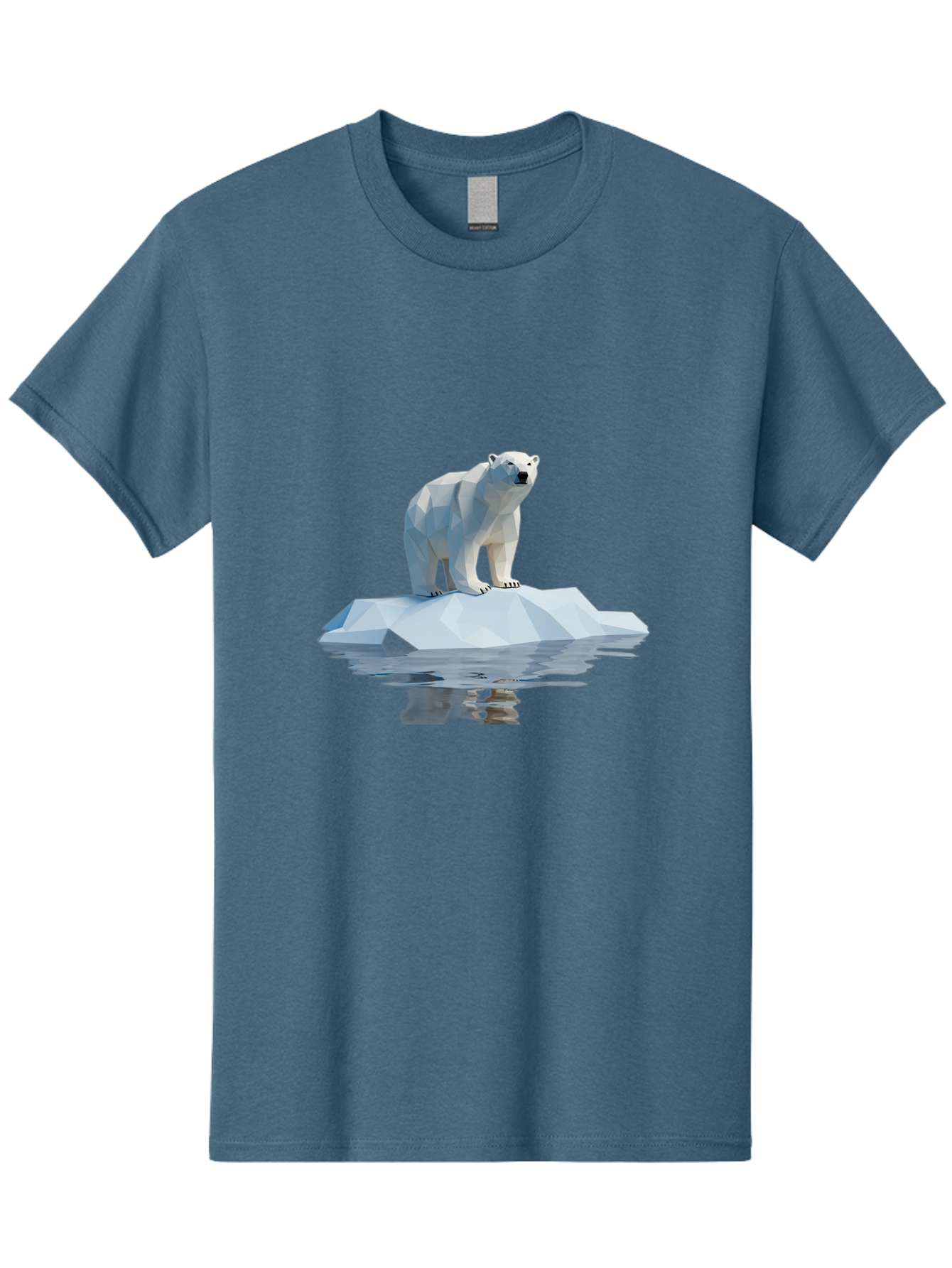 Polar-Bear-5 Men'S Graphic Tee, 100% Cotton, Comfortable Casual Summer Wear, Machine Washable, Low Poly Polar Bear, Iceberg In The Water, Arctic Wildlife, Digital Art, 3D Rendering, Cold Climate, Icy Landscape, Wild Animal Bae642