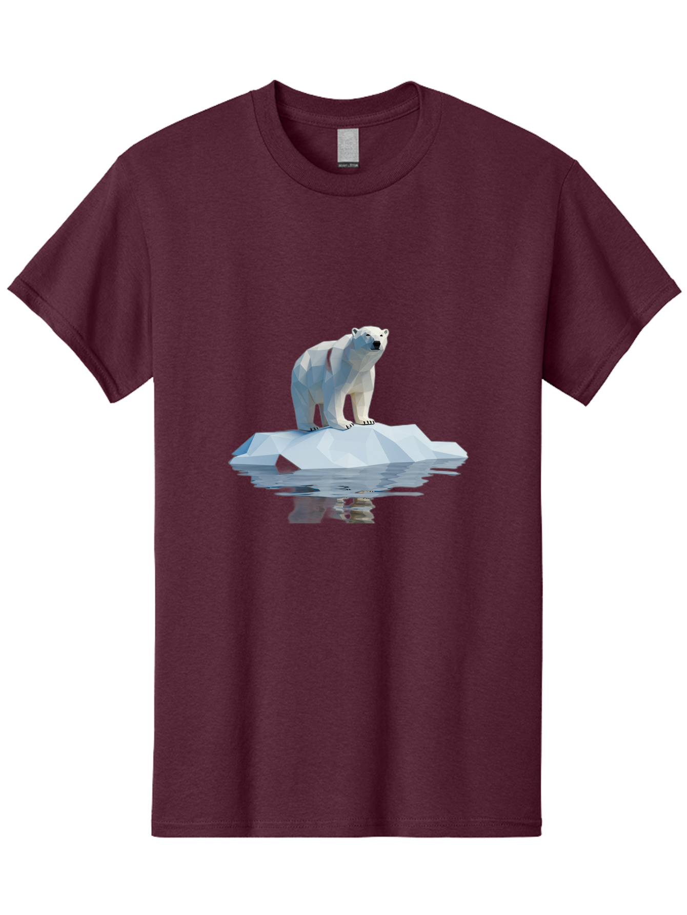 Polar-Bear-5 Men'S Graphic Tee, 100% Cotton, Comfortable Casual Summer Wear, Machine Washable, Low Poly Polar Bear, Iceberg In The Water, Arctic Wildlife, Digital Art, 3D Rendering, Cold Climate, Icy Landscape, Wild Animal Bae642