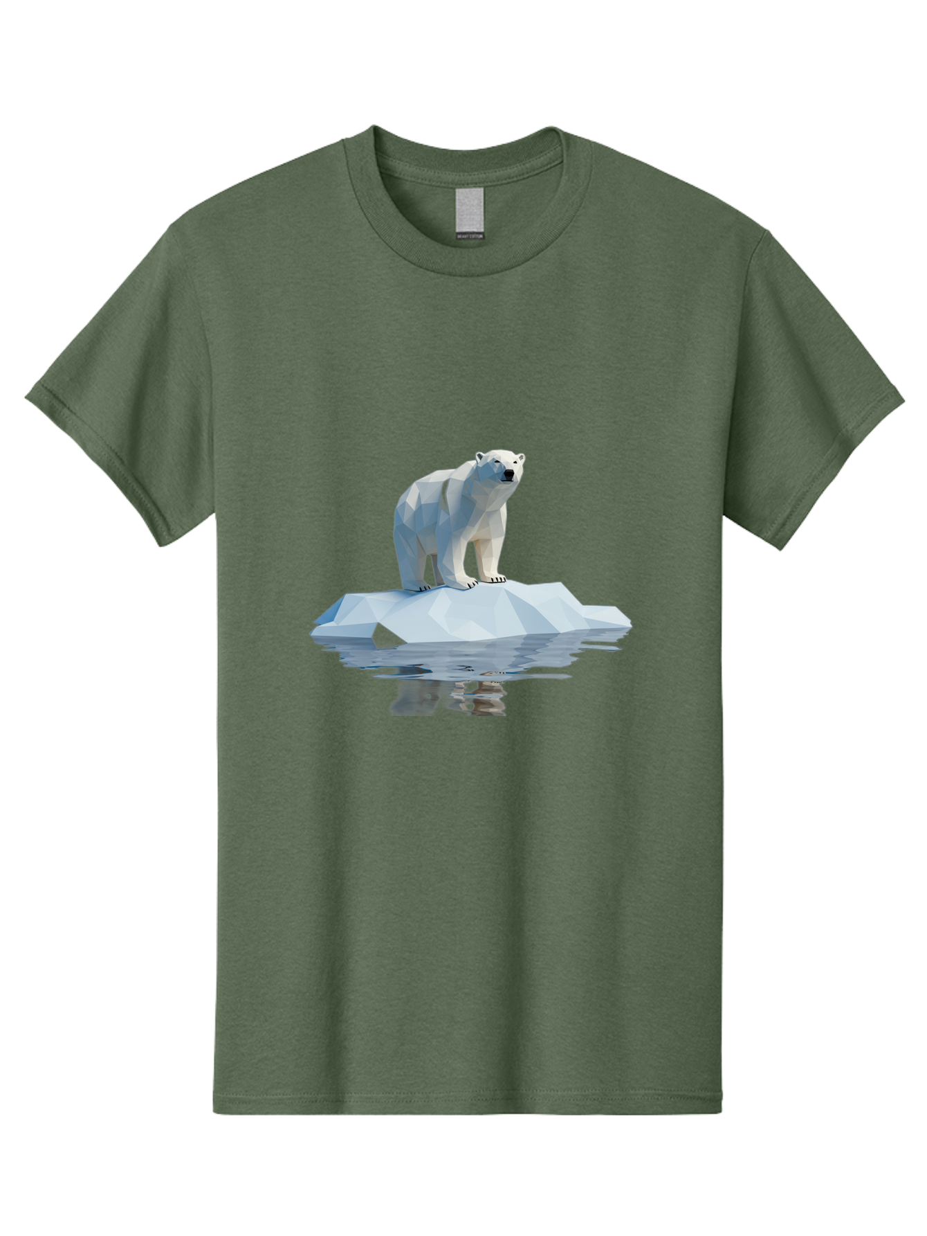 Polar-Bear-5 Men'S Graphic Tee, 100% Cotton, Comfortable Casual Summer Wear, Machine Washable, Low Poly Polar Bear, Iceberg In The Water, Arctic Wildlife, Digital Art, 3D Rendering, Cold Climate, Icy Landscape, Wild Animal Bae642