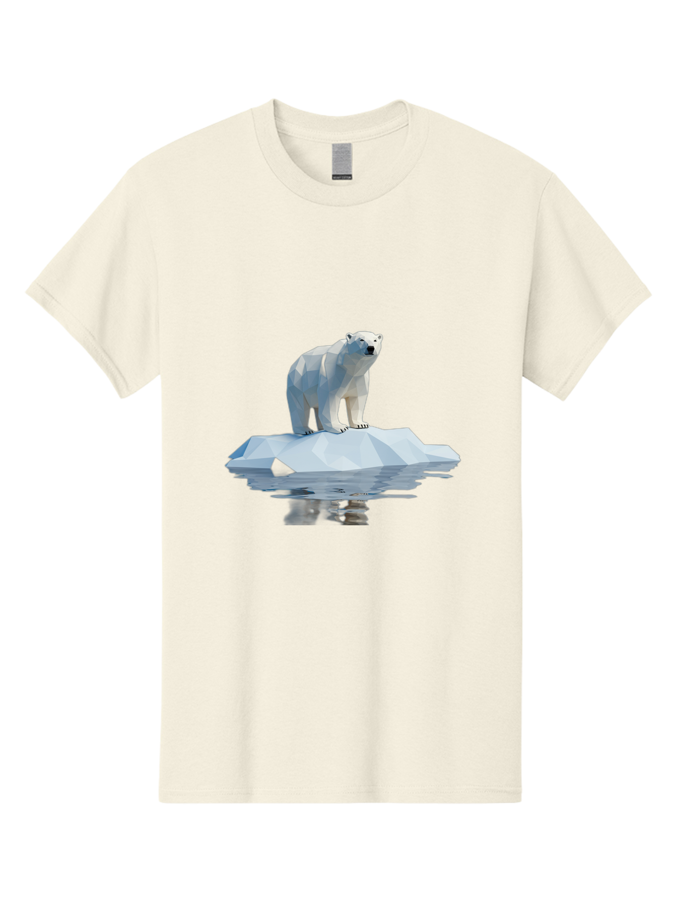 Polar-Bear-5 Men'S Graphic Tee, 100% Cotton, Comfortable Casual Summer Wear, Machine Washable, Low Poly Polar Bear, Iceberg In The Water, Arctic Wildlife, Digital Art, 3D Rendering, Cold Climate, Icy Landscape, Wild Animal Bae642