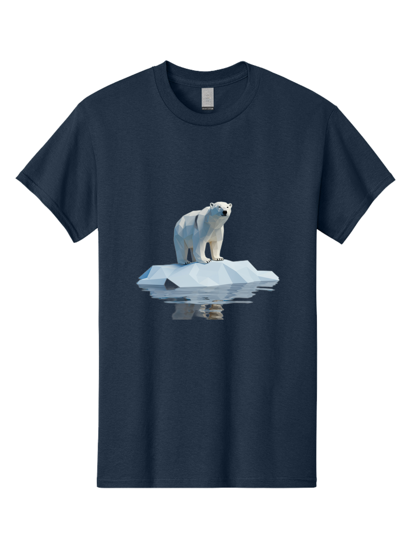 Polar-Bear-5 Men'S Graphic Tee, 100% Cotton, Comfortable Casual Summer Wear, Machine Washable, Low Poly Polar Bear, Iceberg In The Water, Arctic Wildlife, Digital Art, 3D Rendering, Cold Climate, Icy Landscape, Wild Animal Bae642