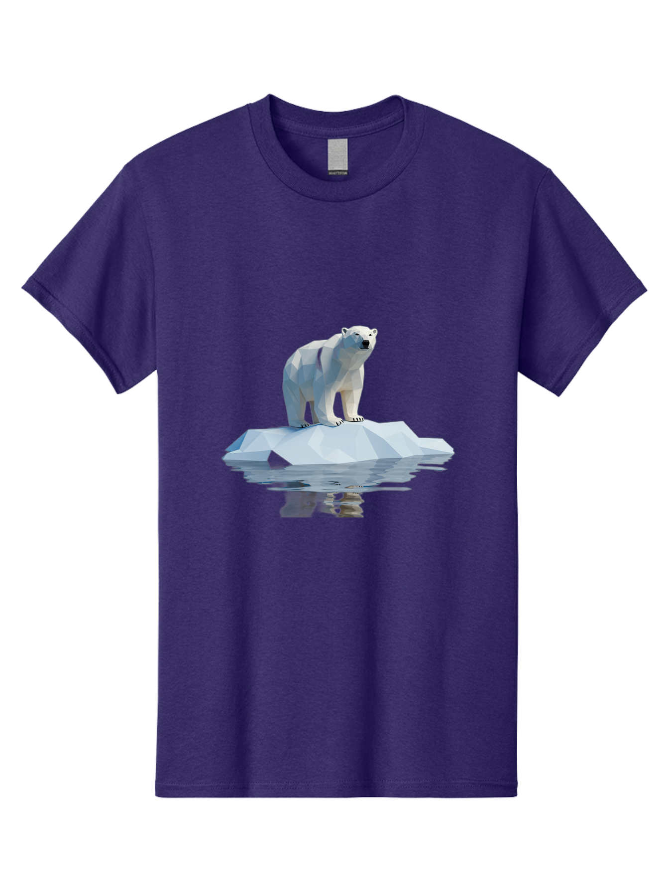 Polar-Bear-5 Men'S Graphic Tee, 100% Cotton, Comfortable Casual Summer Wear, Machine Washable, Low Poly Polar Bear, Iceberg In The Water, Arctic Wildlife, Digital Art, 3D Rendering, Cold Climate, Icy Landscape, Wild Animal Bae642