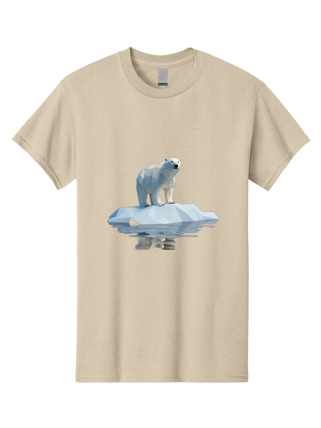 Polar-Bear-5 Men'S Graphic Tee, 100% Cotton, Comfortable Casual Summer Wear, Machine Washable, Low Poly Polar Bear, Iceberg In The Water, Arctic Wildlife, Digital Art, 3D Rendering, Cold Climate, Icy Landscape, Wild Animal Bae642