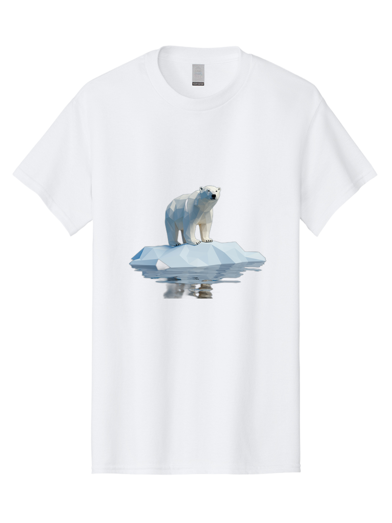 Polar-Bear-5 Men'S Graphic Tee, 100% Cotton, Comfortable Casual Summer Wear, Machine Washable, Low Poly Polar Bear, Iceberg In The Water, Arctic Wildlife, Digital Art, 3D Rendering, Cold Climate, Icy Landscape, Wild Animal Bae642
