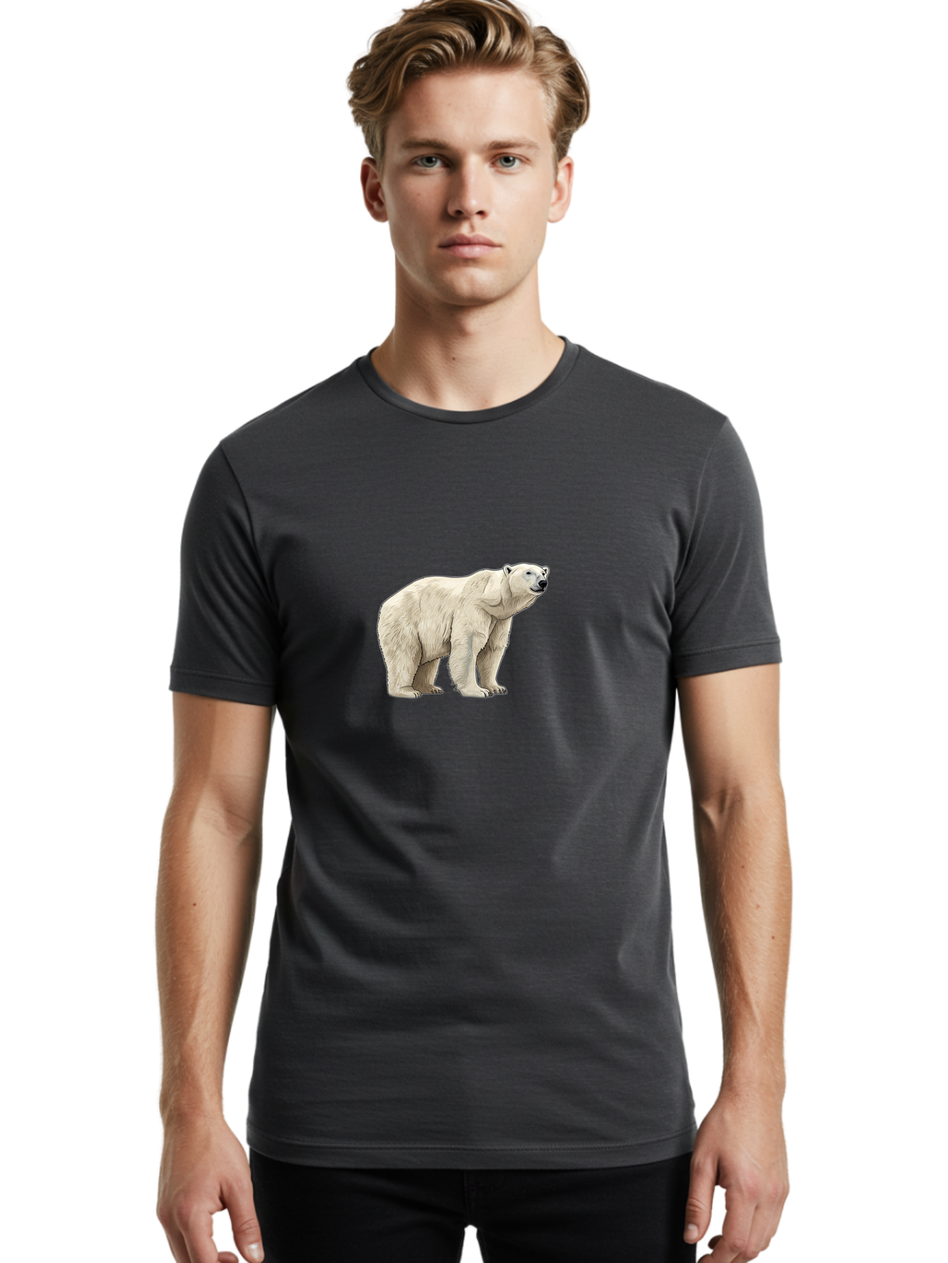Polar-Bear-6 Men'S Graphic Tee, 100% Cotton, Comfortable Casual Summer Wear, Machine Washable, White Polar Bear, Arctic Wildlife, Large Mammal, Furry Creature, Carnivorous Animal, Majestic Creature, Wildlife Conservation, Polar Bear Species, Bae643
