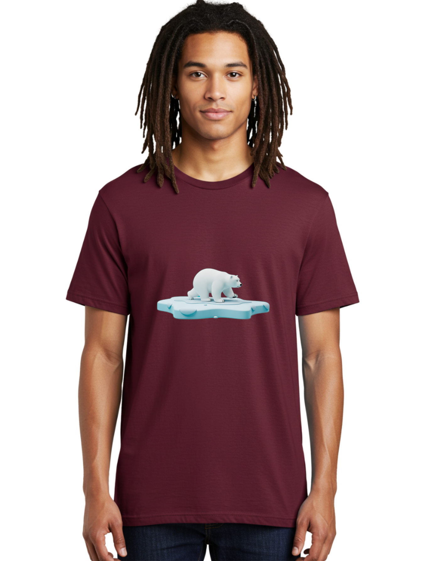 Polar-Bear-7 Men'S Graphic Tee, 100% Cotton, Comfortable Casual Summer Wear, Machine Washable, Polar Bear On Ice, Arctic Wildlife, Endangered Species, Climate Change, White Bear, Icy Landscape, Frozen Habitat Bae644