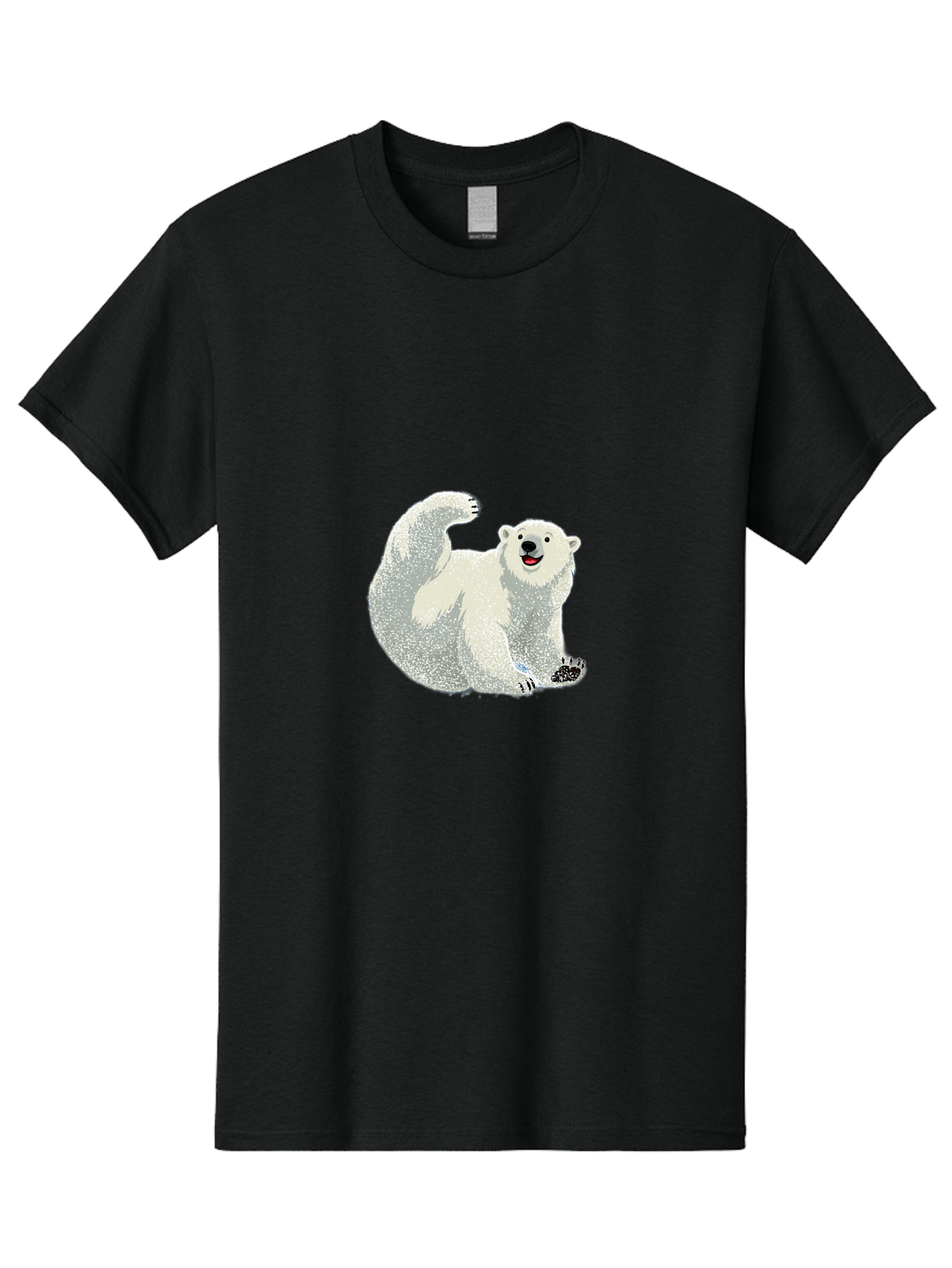 Polar-Bear-8 Men'S Graphic Tee, 100% Cotton, Comfortable Casual Summer Wear, Machine Washable, Polar Bear, Cartoon Polar Bear, White Bear, Playful Bear, Happy Bear, Bear With One Paw Up, Wild Animal, Cute Bear, Bear Illustration Bae645