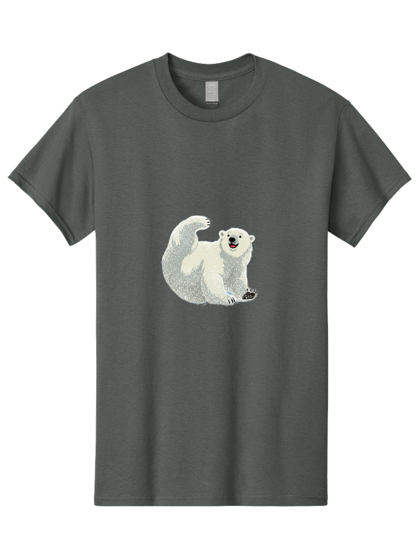 Polar-Bear-8 Men'S Graphic Tee, 100% Cotton, Comfortable Casual Summer Wear, Machine Washable, Polar Bear, Cartoon Polar Bear, White Bear, Playful Bear, Happy Bear, Bear With One Paw Up, Wild Animal, Cute Bear, Bear Illustration Bae645