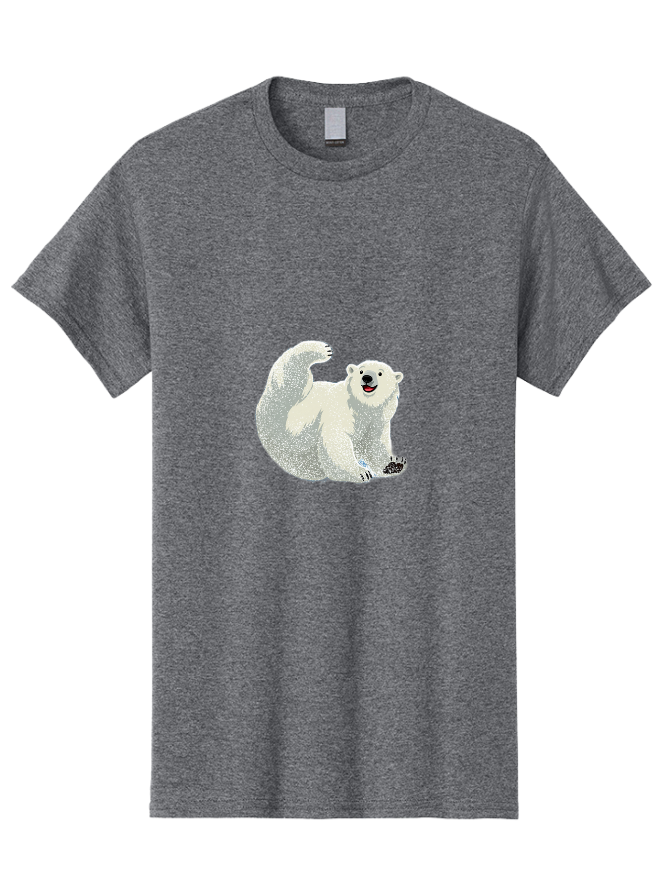 Polar-Bear-8 Men'S Graphic Tee, 100% Cotton, Comfortable Casual Summer Wear, Machine Washable, Polar Bear, Cartoon Polar Bear, White Bear, Playful Bear, Happy Bear, Bear With One Paw Up, Wild Animal, Cute Bear, Bear Illustration Bae645