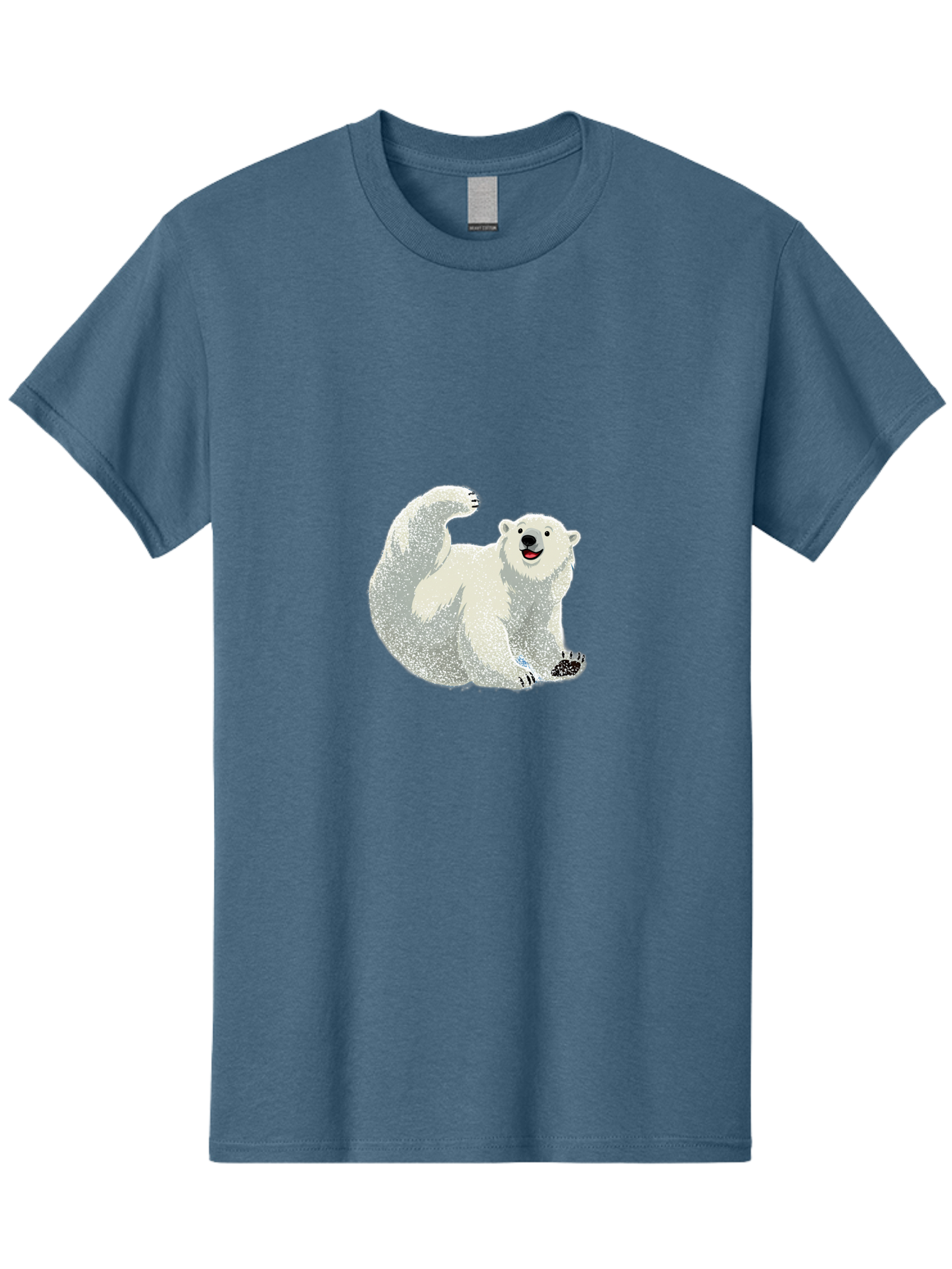 Polar-Bear-8 Men'S Graphic Tee, 100% Cotton, Comfortable Casual Summer Wear, Machine Washable, Polar Bear, Cartoon Polar Bear, White Bear, Playful Bear, Happy Bear, Bear With One Paw Up, Wild Animal, Cute Bear, Bear Illustration Bae645