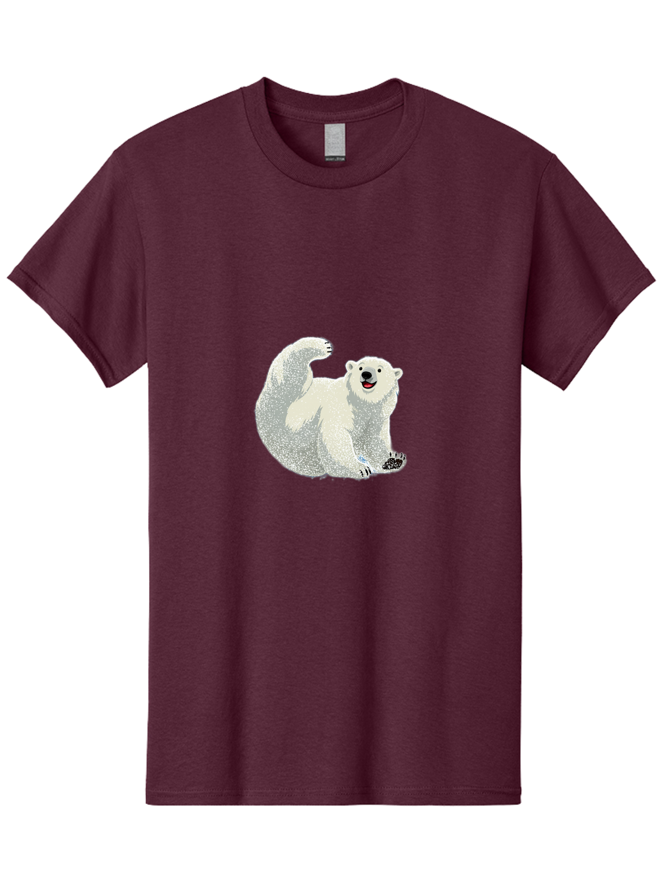 Polar-Bear-8 Men'S Graphic Tee, 100% Cotton, Comfortable Casual Summer Wear, Machine Washable, Polar Bear, Cartoon Polar Bear, White Bear, Playful Bear, Happy Bear, Bear With One Paw Up, Wild Animal, Cute Bear, Bear Illustration Bae645
