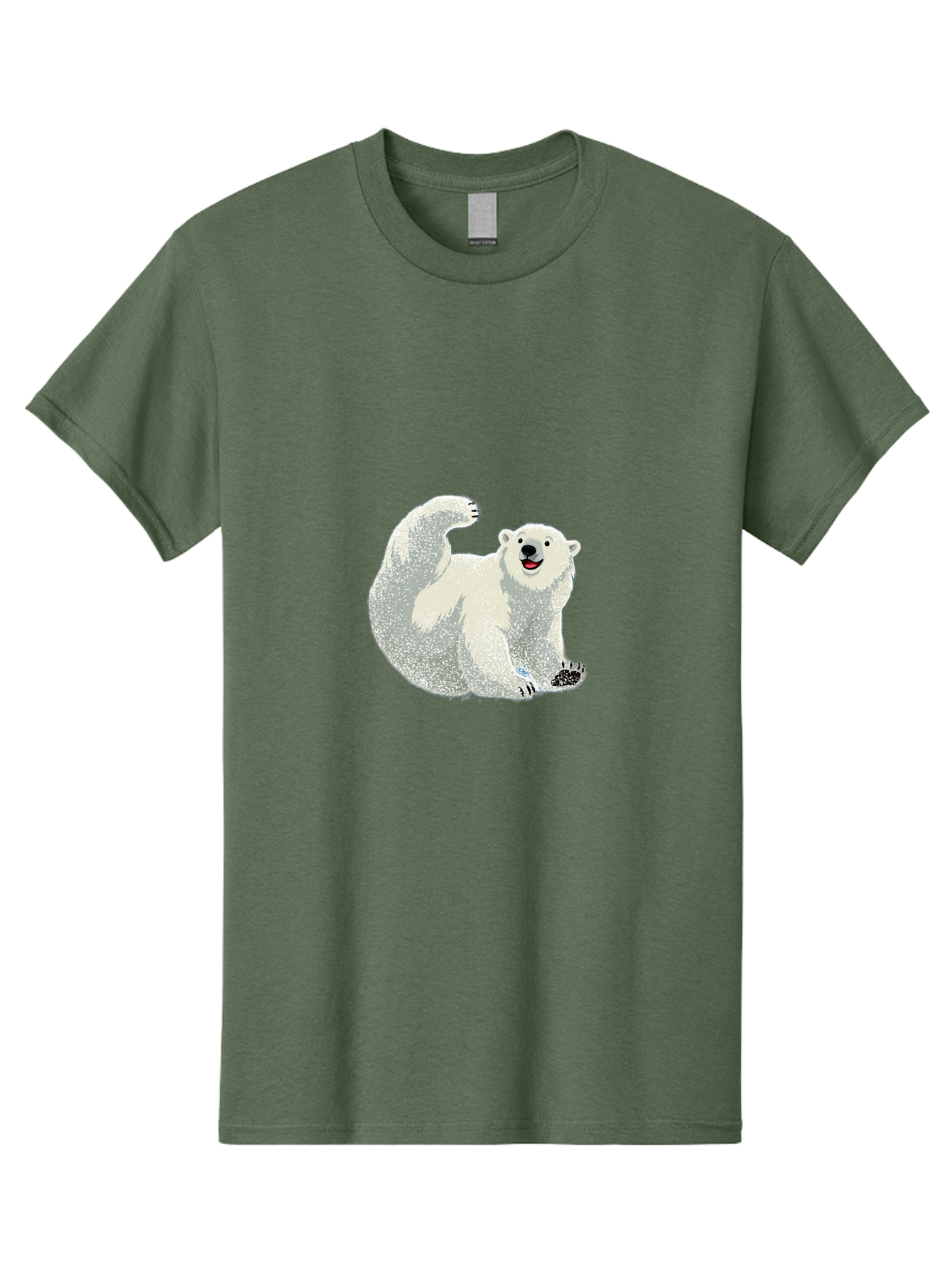 Polar-Bear-8 Men'S Graphic Tee, 100% Cotton, Comfortable Casual Summer Wear, Machine Washable, Polar Bear, Cartoon Polar Bear, White Bear, Playful Bear, Happy Bear, Bear With One Paw Up, Wild Animal, Cute Bear, Bear Illustration Bae645