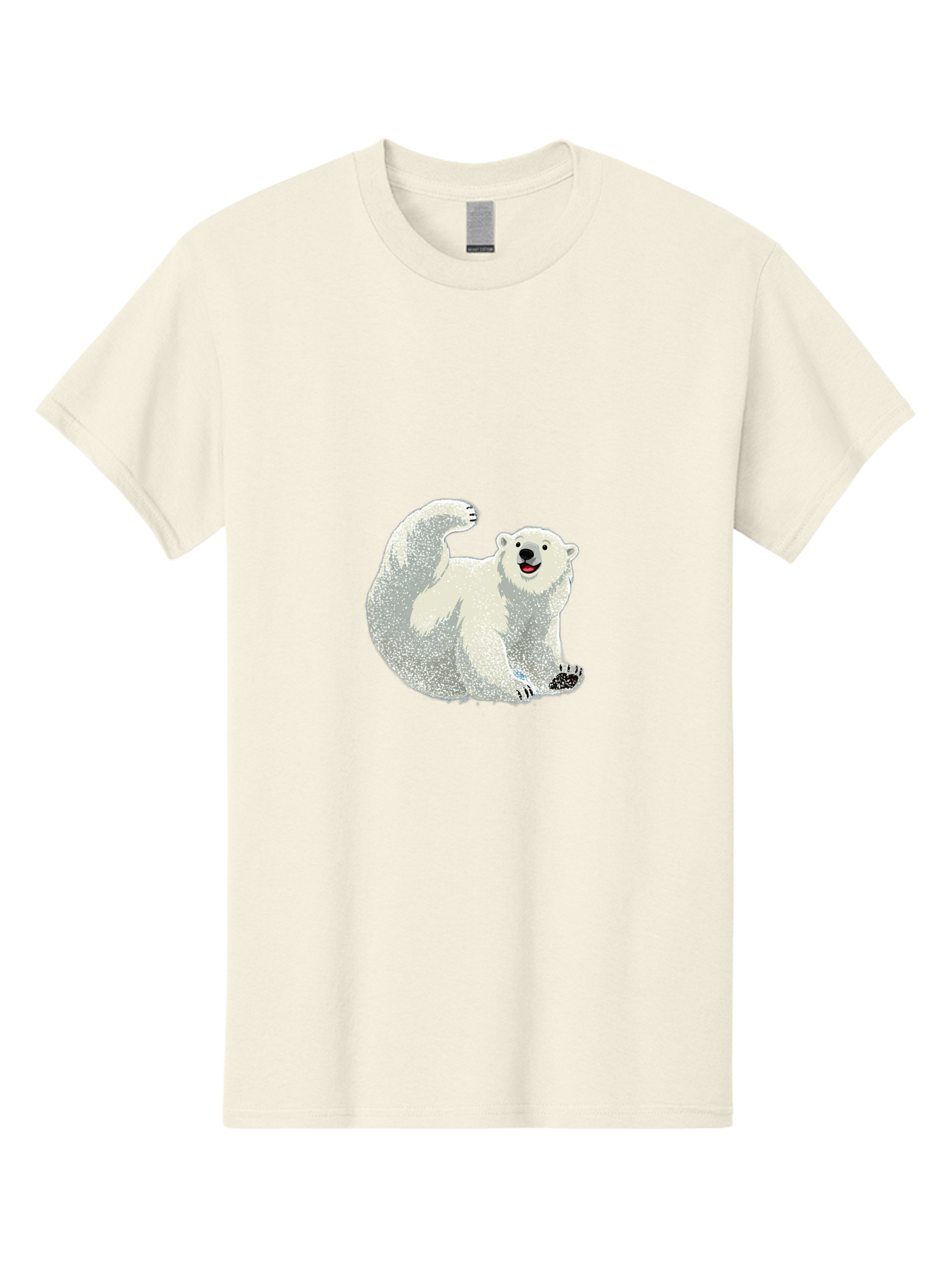 Polar-Bear-8 Men'S Graphic Tee, 100% Cotton, Comfortable Casual Summer Wear, Machine Washable, Polar Bear, Cartoon Polar Bear, White Bear, Playful Bear, Happy Bear, Bear With One Paw Up, Wild Animal, Cute Bear, Bear Illustration Bae645