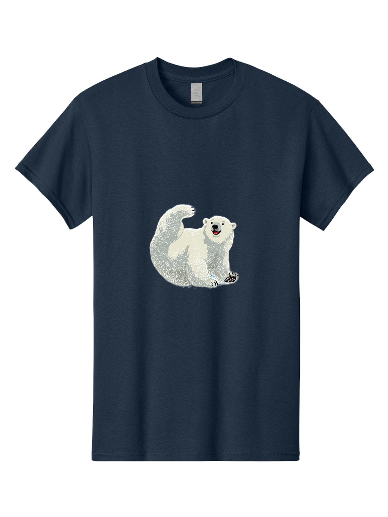 Polar-Bear-8 Men'S Graphic Tee, 100% Cotton, Comfortable Casual Summer Wear, Machine Washable, Polar Bear, Cartoon Polar Bear, White Bear, Playful Bear, Happy Bear, Bear With One Paw Up, Wild Animal, Cute Bear, Bear Illustration Bae645