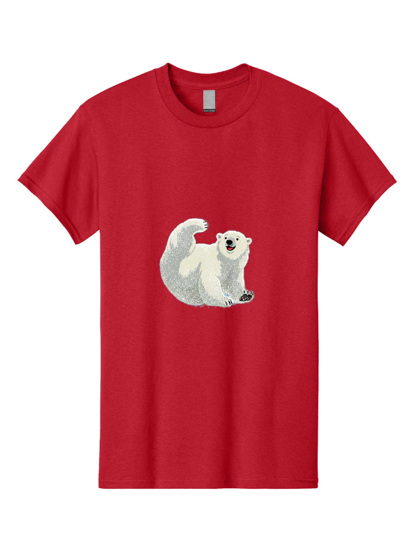 Polar-Bear-8 Men'S Graphic Tee, 100% Cotton, Comfortable Casual Summer Wear, Machine Washable, Polar Bear, Cartoon Polar Bear, White Bear, Playful Bear, Happy Bear, Bear With One Paw Up, Wild Animal, Cute Bear, Bear Illustration Bae645