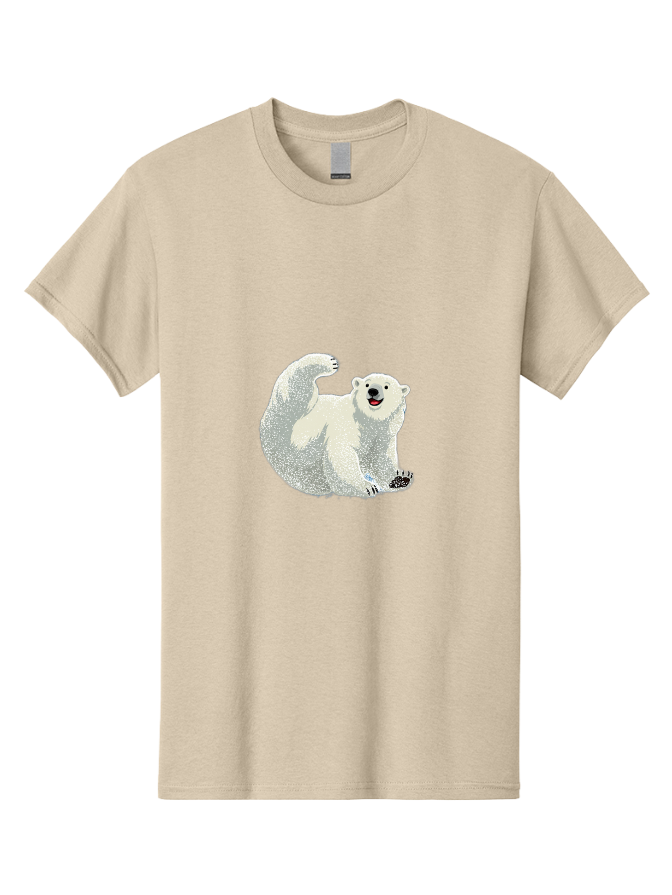 Polar-Bear-8 Men'S Graphic Tee, 100% Cotton, Comfortable Casual Summer Wear, Machine Washable, Polar Bear, Cartoon Polar Bear, White Bear, Playful Bear, Happy Bear, Bear With One Paw Up, Wild Animal, Cute Bear, Bear Illustration Bae645