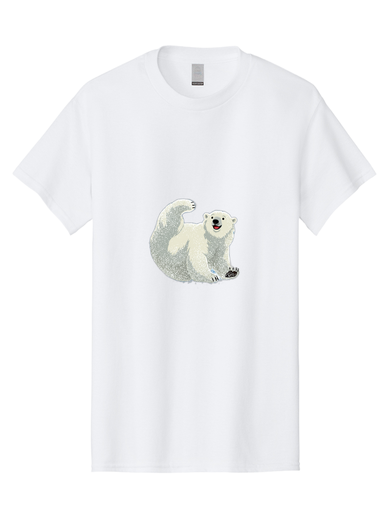 Polar-Bear-8 Men'S Graphic Tee, 100% Cotton, Comfortable Casual Summer Wear, Machine Washable, Polar Bear, Cartoon Polar Bear, White Bear, Playful Bear, Happy Bear, Bear With One Paw Up, Wild Animal, Cute Bear, Bear Illustration Bae645