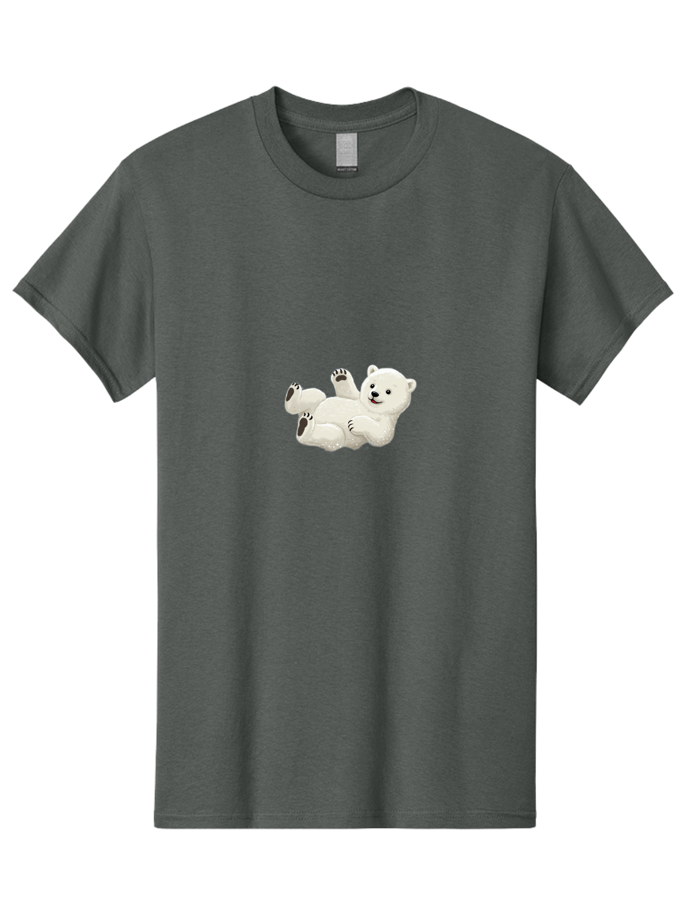 Polar-Bear-9 Men'S Graphic Tee, 100% Cotton, Comfortable Casual Summer Wear, Machine Washable, Polar Bear Lying On Its Back, Playful Pose, Cute Expression, White Fur, Black Nose, Cartoon Style, Adorable Animal, Funny Character, Bae646