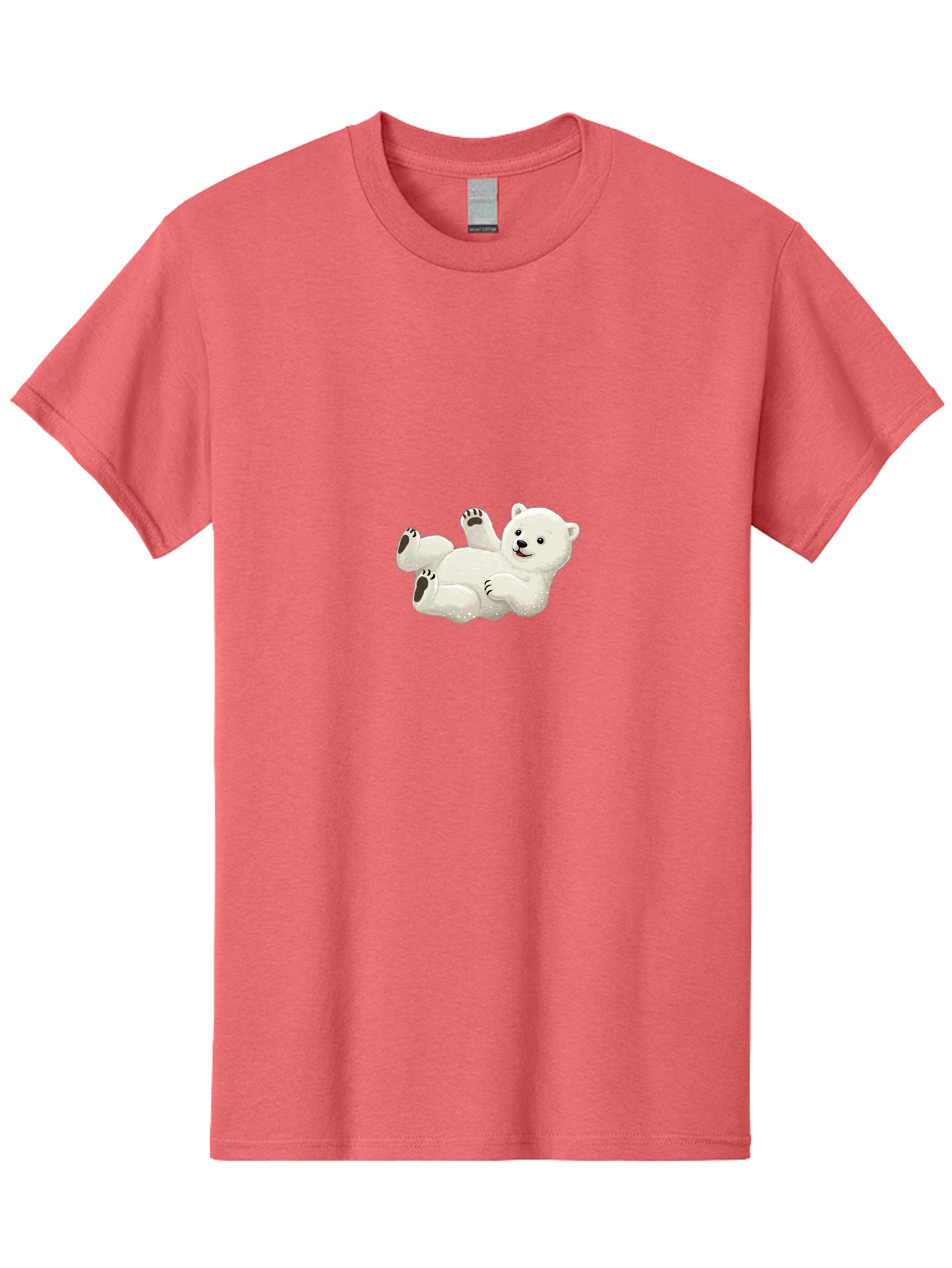 Polar-Bear-9 Men'S Graphic Tee, 100% Cotton, Comfortable Casual Summer Wear, Machine Washable, Polar Bear Lying On Its Back, Playful Pose, Cute Expression, White Fur, Black Nose, Cartoon Style, Adorable Animal, Funny Character, Bae646