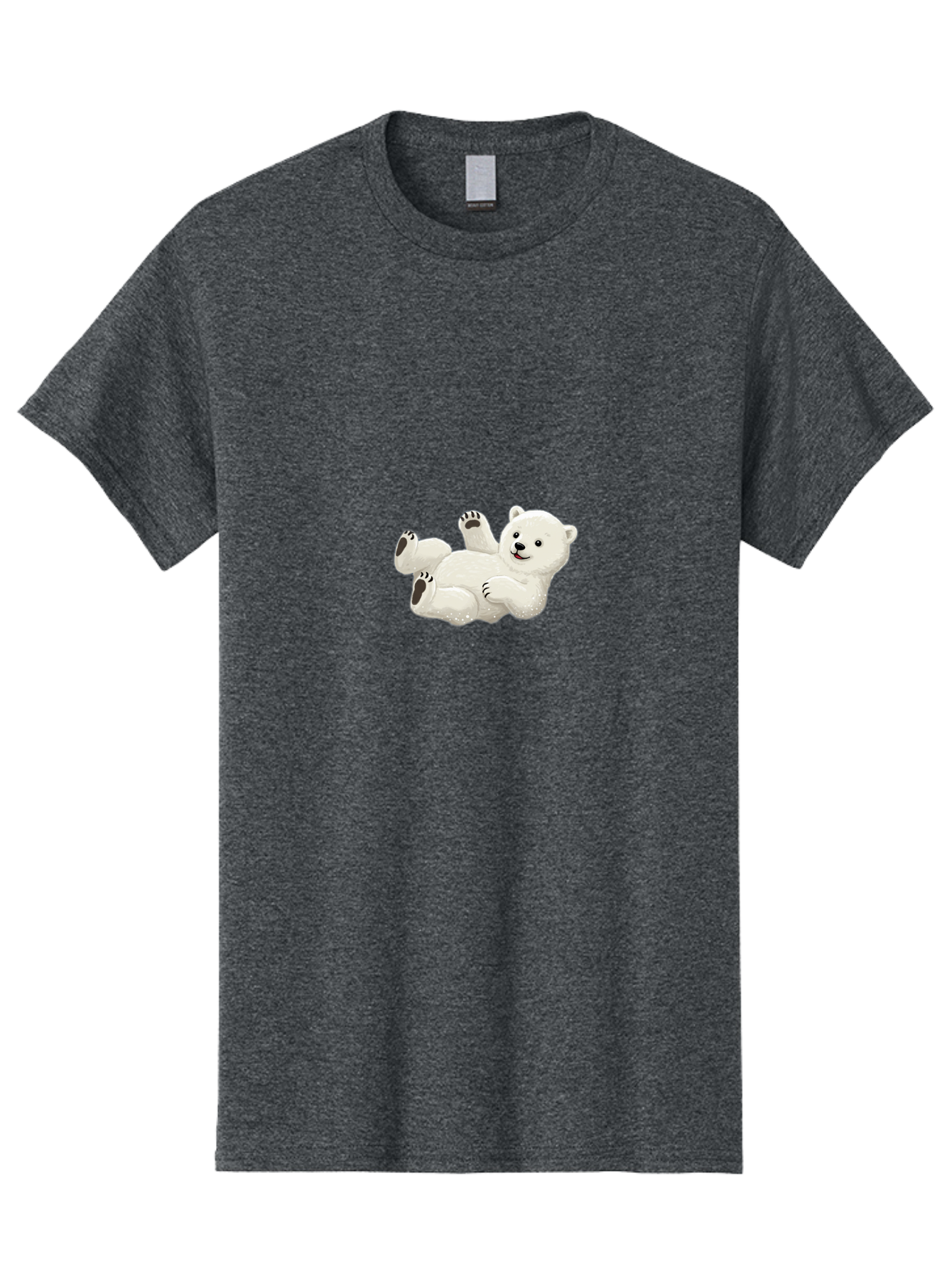 Polar-Bear-9 Men'S Graphic Tee, 100% Cotton, Comfortable Casual Summer Wear, Machine Washable, Polar Bear Lying On Its Back, Playful Pose, Cute Expression, White Fur, Black Nose, Cartoon Style, Adorable Animal, Funny Character, Bae646